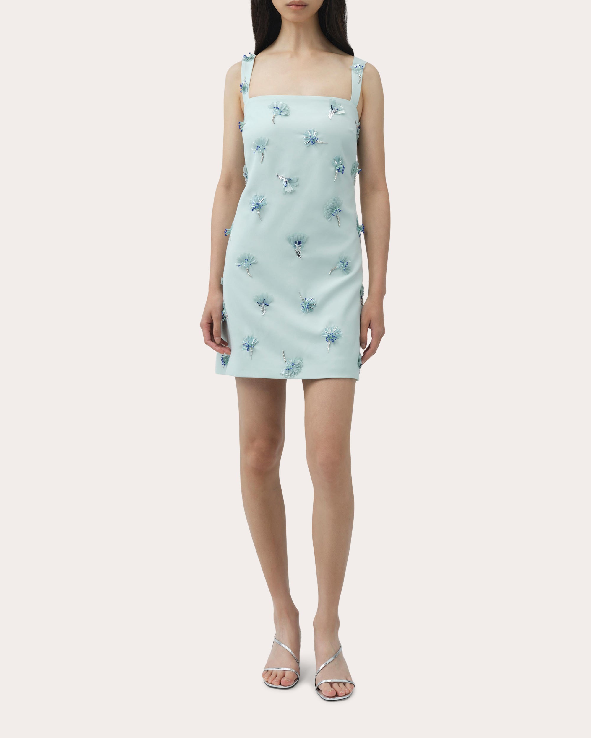 printed crepe mini dress SIMKHAI Embellished Ella Mini Dress - Blue