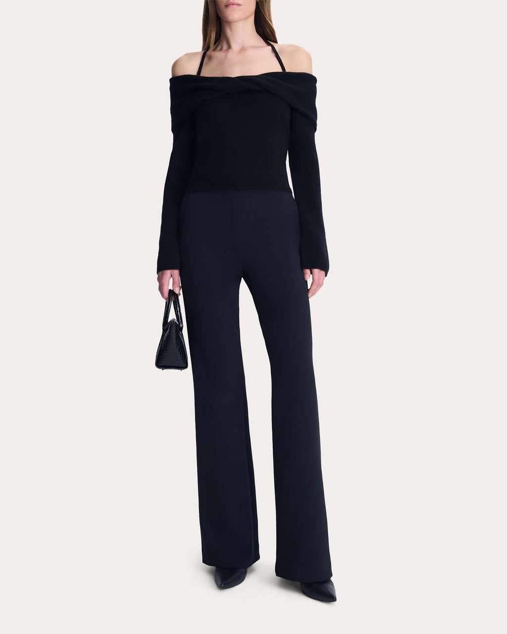 Cambria Wool Knit Off-Shoulder Halter Top