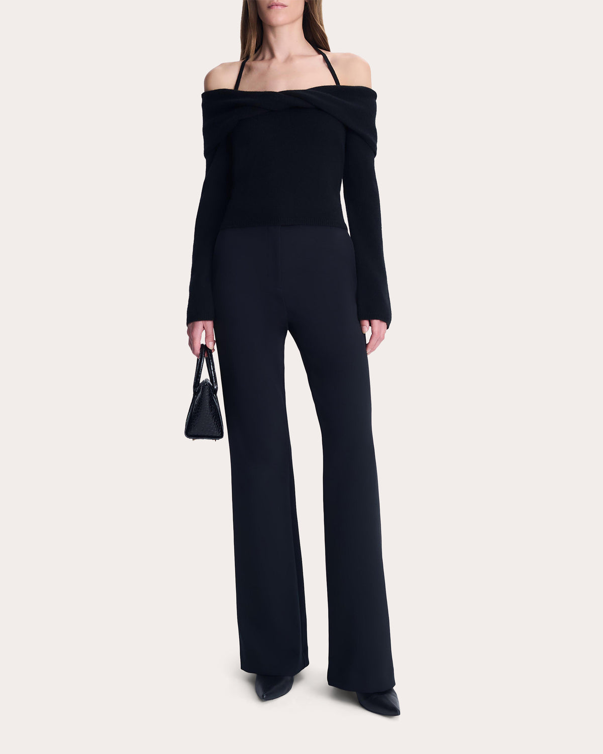 Cambria Wool Knit Off-Shoulder Halter Top
