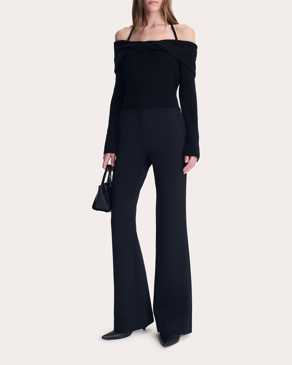 Cambria Wool Knit Off-Shoulder Halter Top