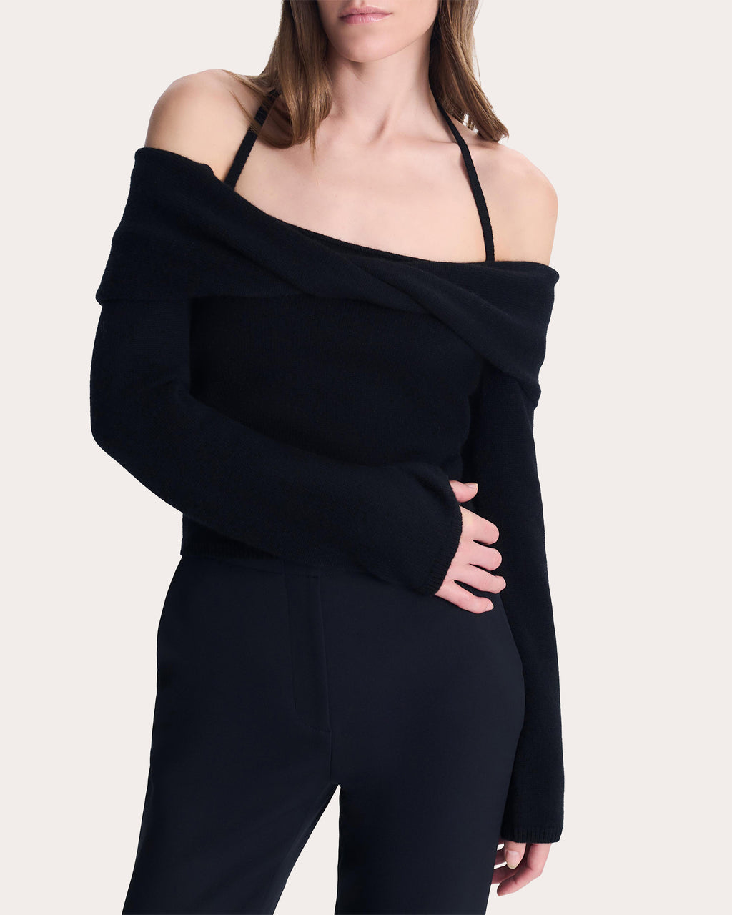 Cambria Wool Knit Off-Shoulder Halter Top