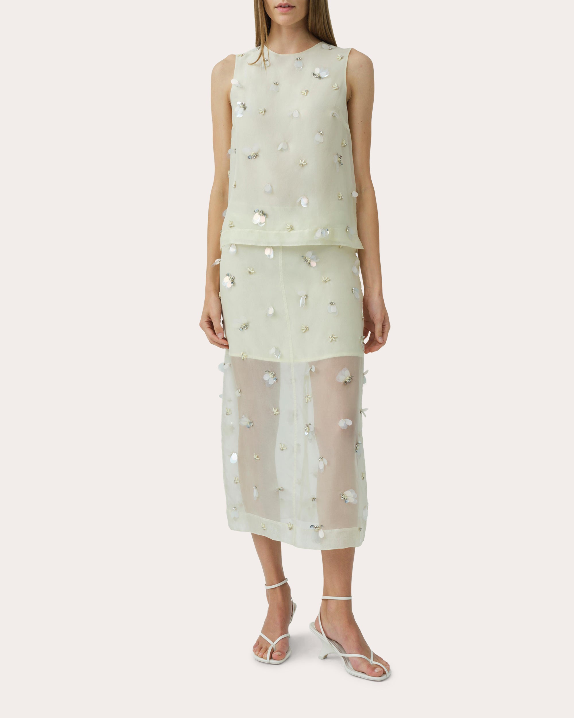 Delilah Embellished Organza Midi Skirt