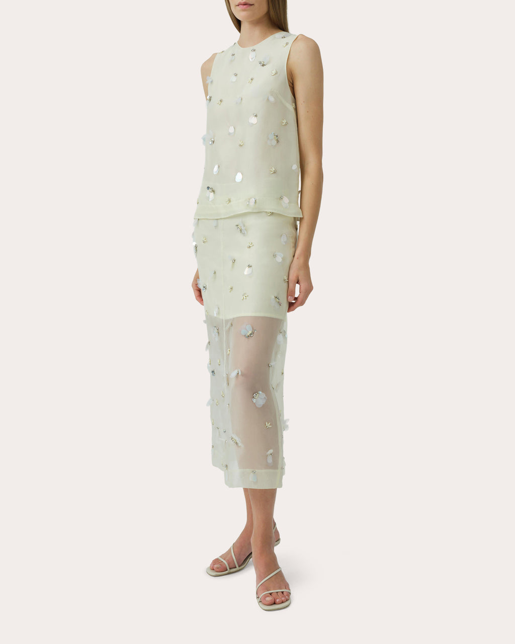 Delilah Embellished Organza Midi Skirt