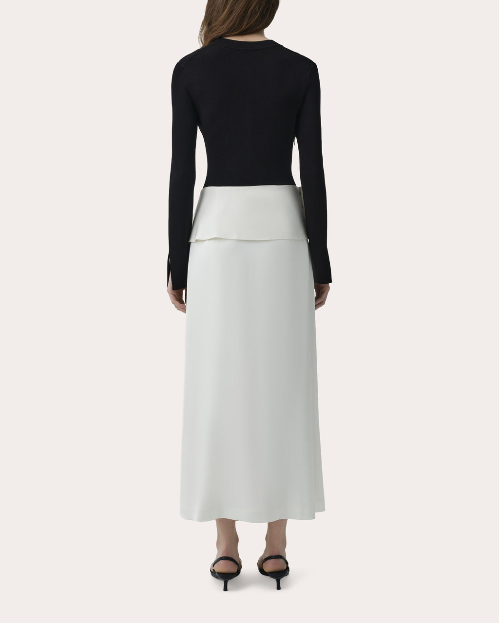Ornella Knit Satin Combo Draped Midi Dress