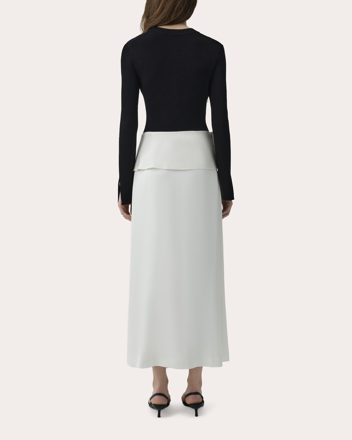 Ornella Knit Satin Combo Draped Midi Dress