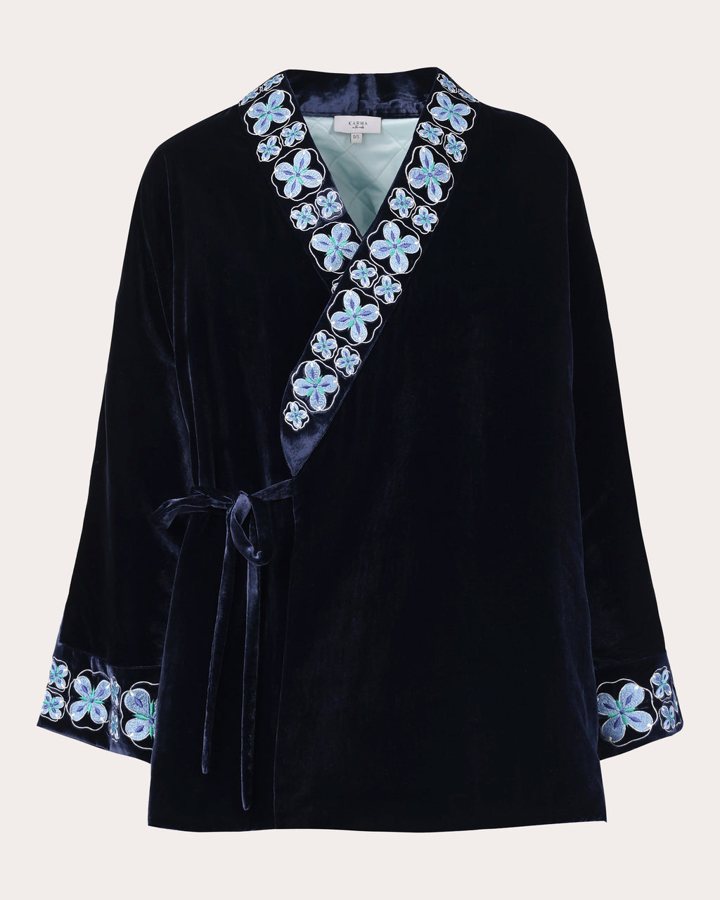 Hanten Embroidered Velvet Wrap Jacket