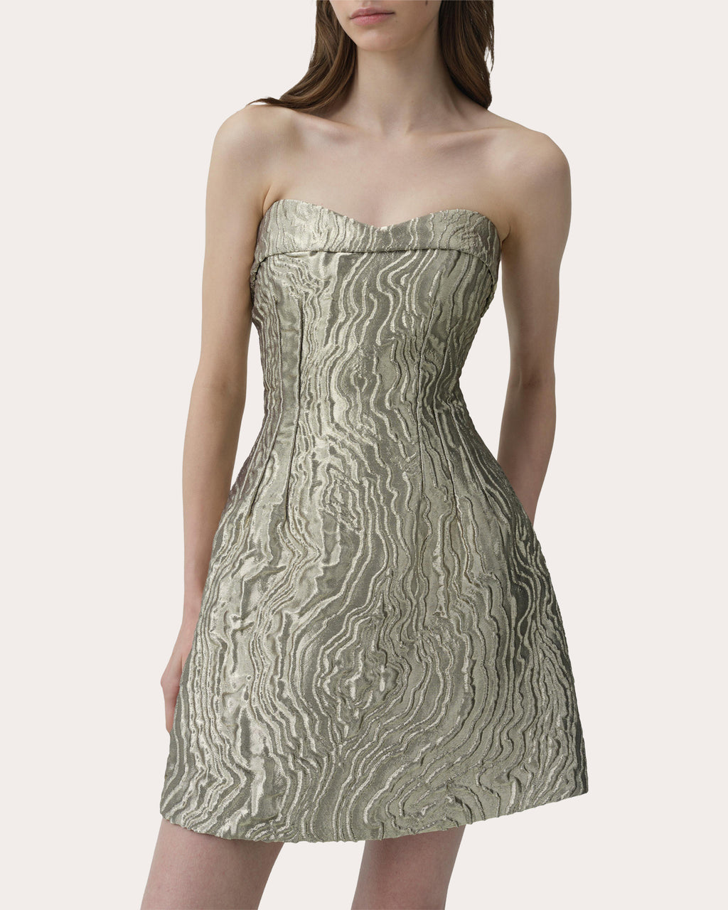 Darcie Metallic Jacquard Bustier Mini Dress