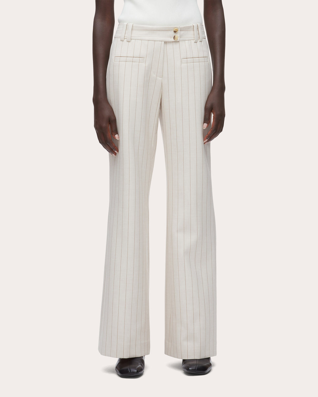 Pinstripe Straight-Leg Flare Trousers