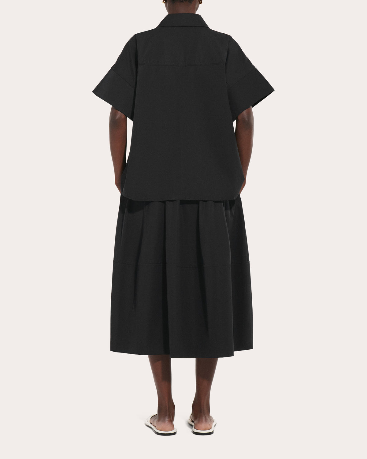 Cotton Poplin Full Midi Skirt