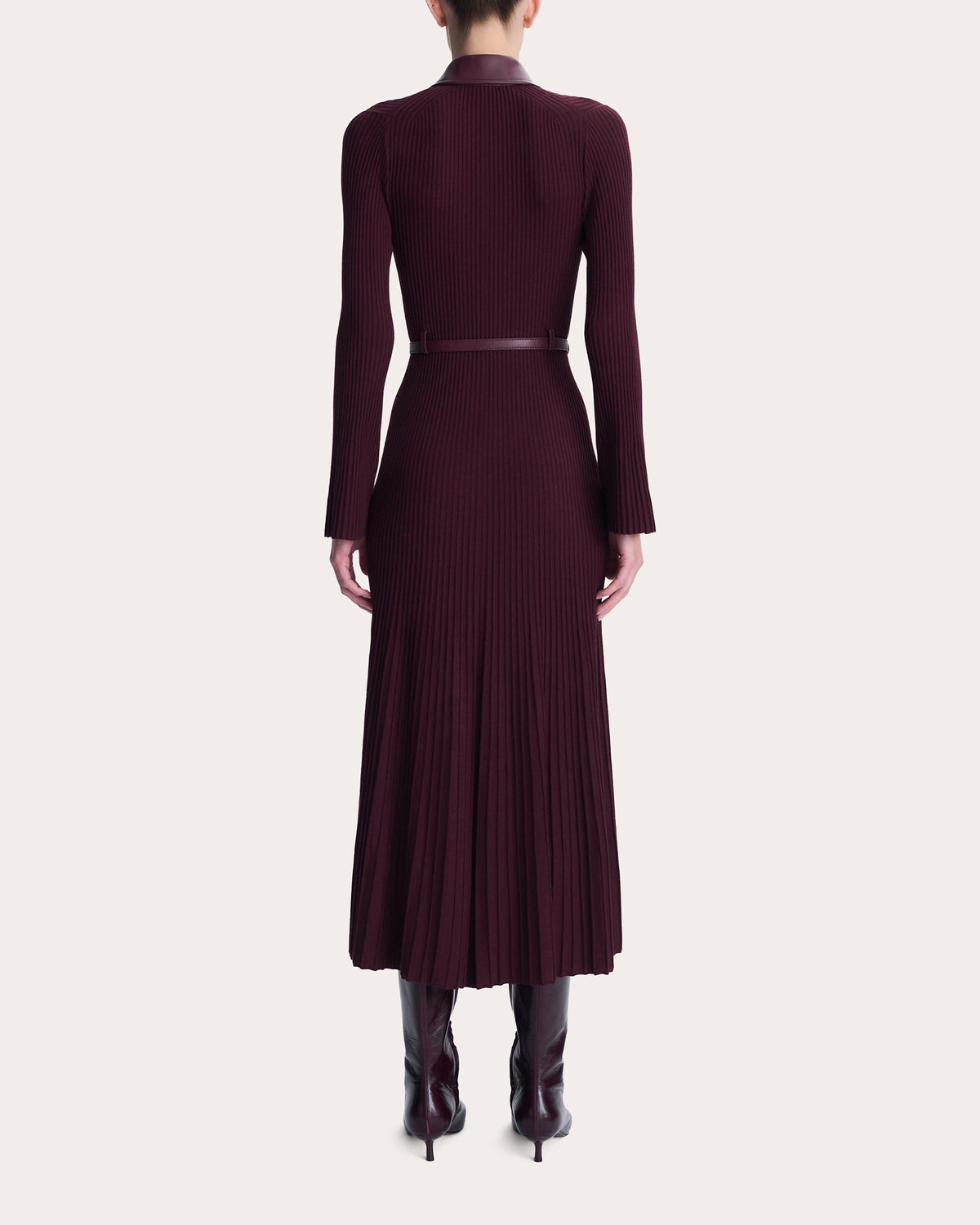 Ismelle Knit Collared Zip-Front Midi Dress