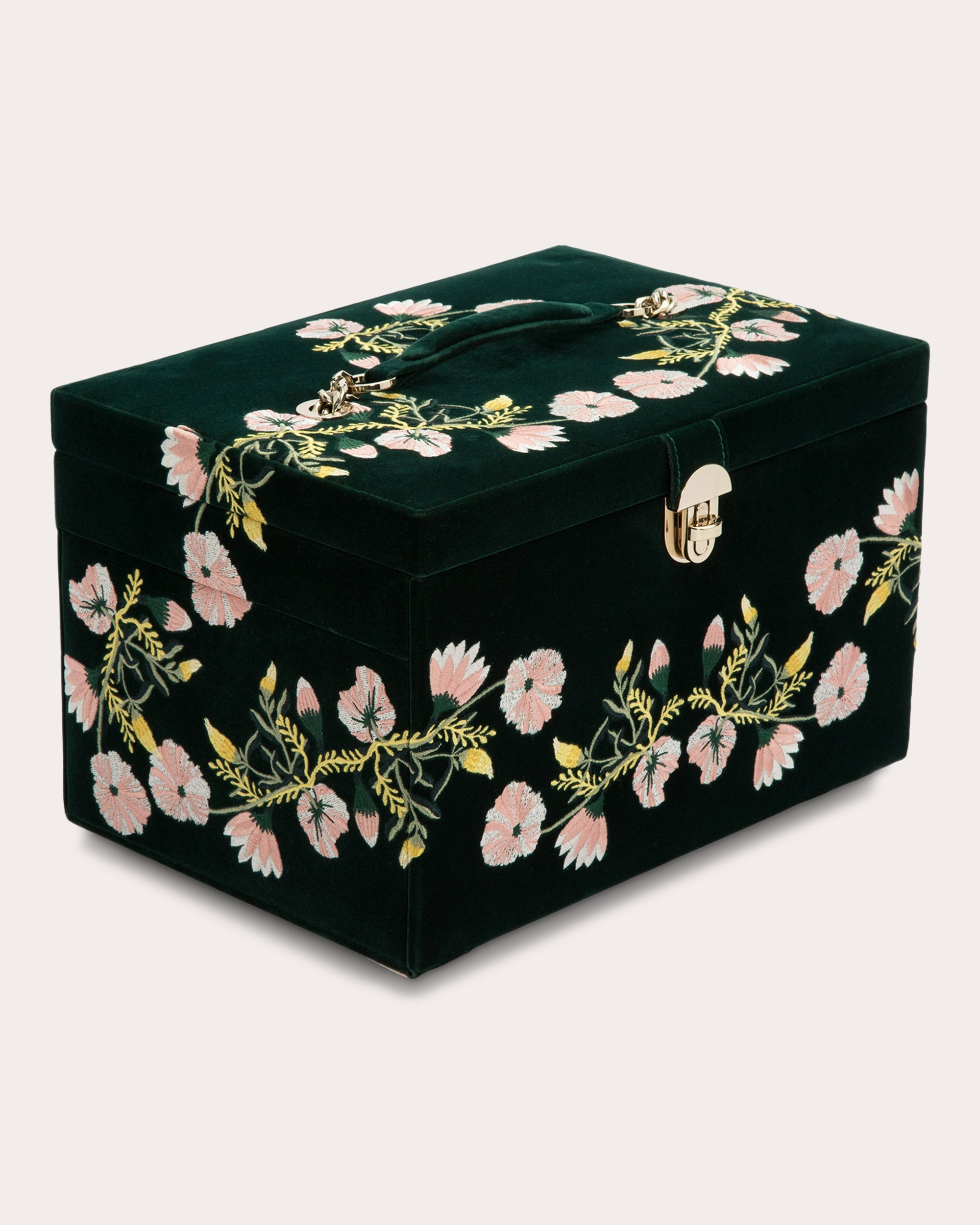 Zoe Embroidered Velvet Large Jewelry Box