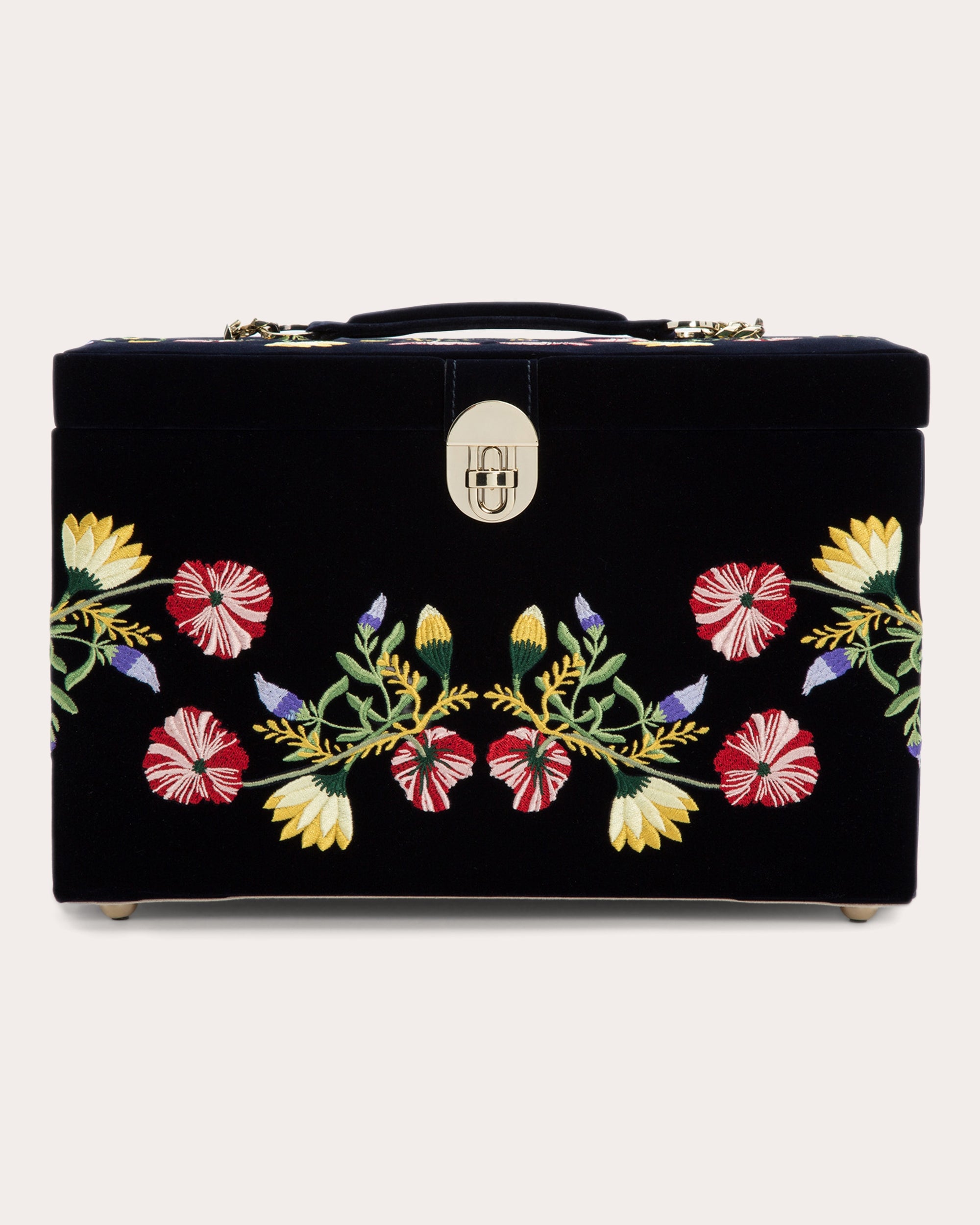 Zoe Embroidered Velvet Large Jewelry Box