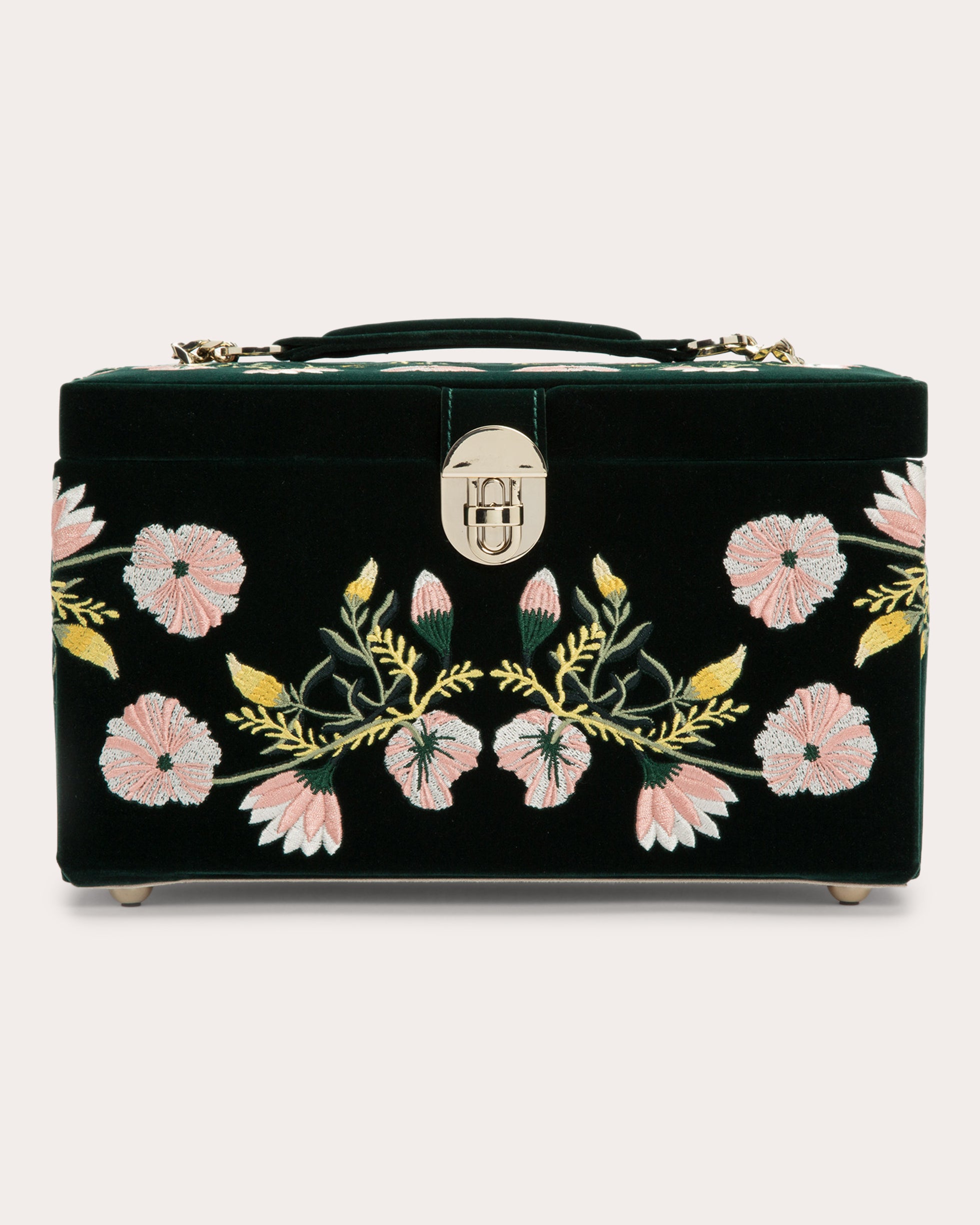 Zoe Embroidered Velvet Medium Jewelry Box