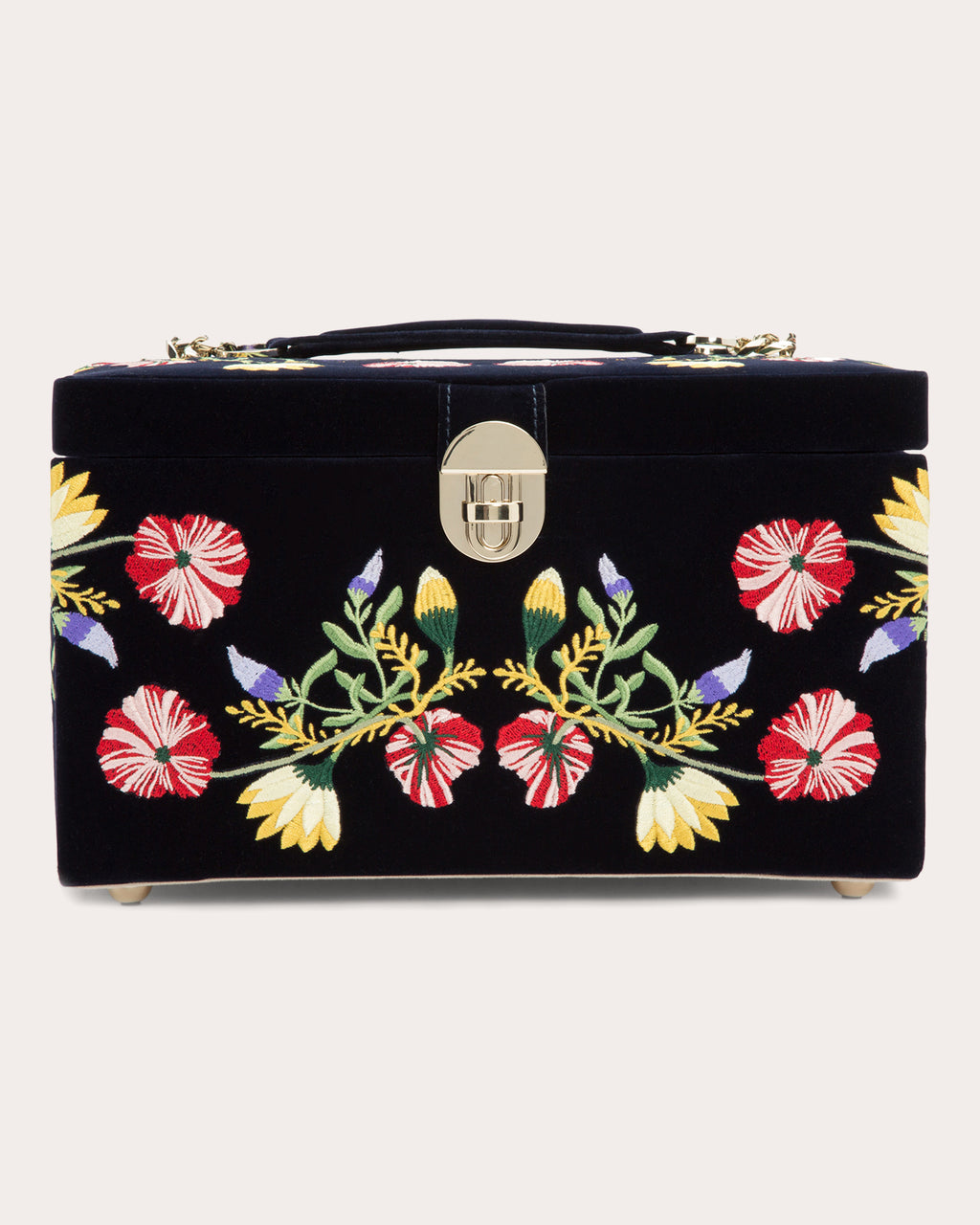 Zoe Embroidered Velvet Medium Jewelry Box