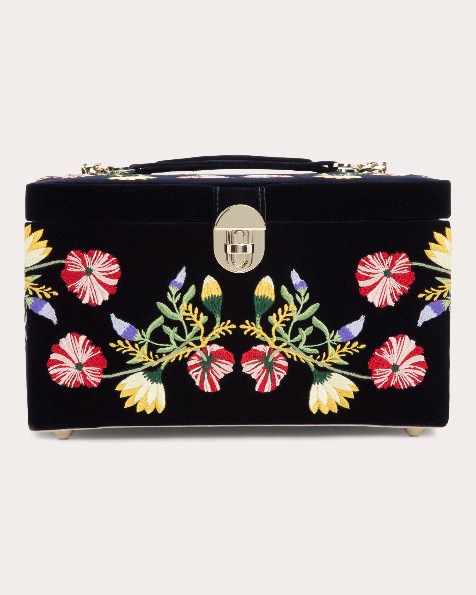 Zoe Embroidered Velvet Medium Jewelry Box