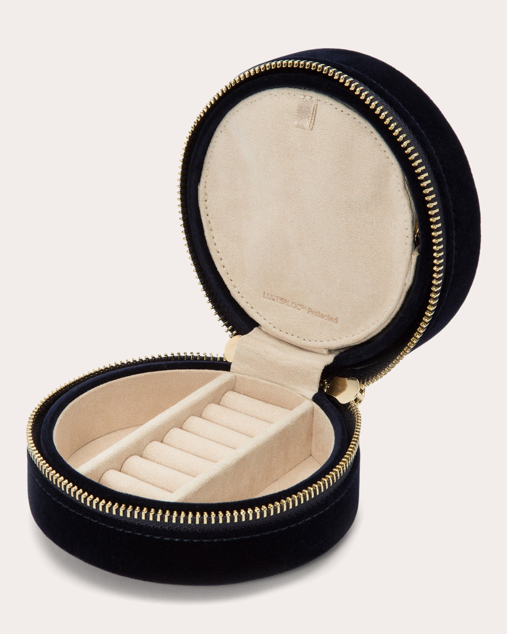 Zoe Embroidered Velvet Round Travel Case