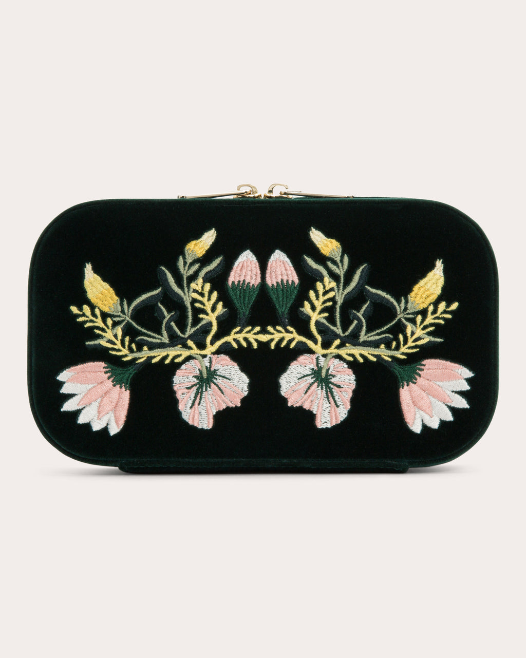 Zoe Embroidered Velvet Travel Zip Case