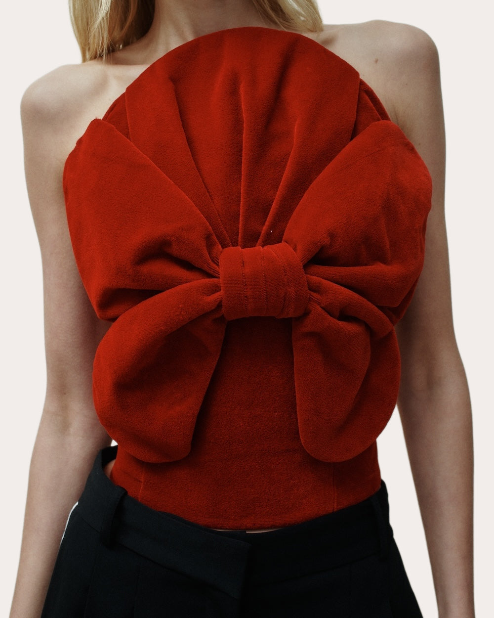Luigi Velvet Bow Bustier Top