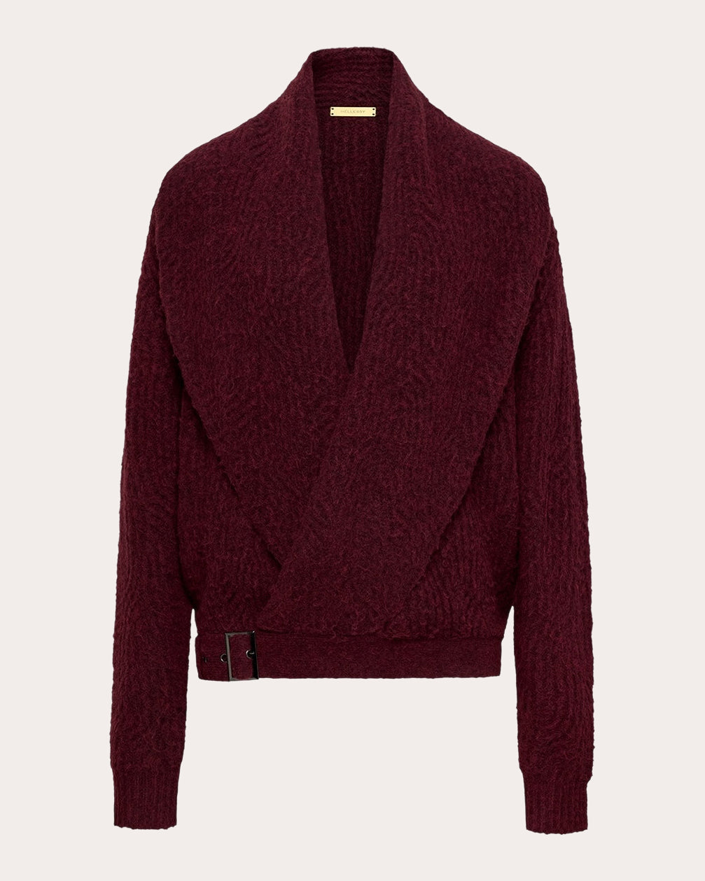 Zedry Cable Knit Belted Shawl Cardigan