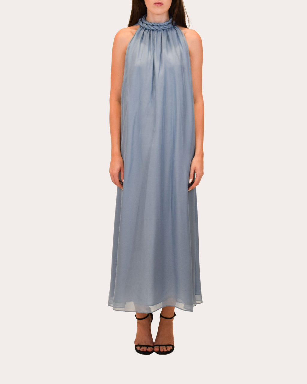 Dany Gathered Silk Chiffon Midi Dress