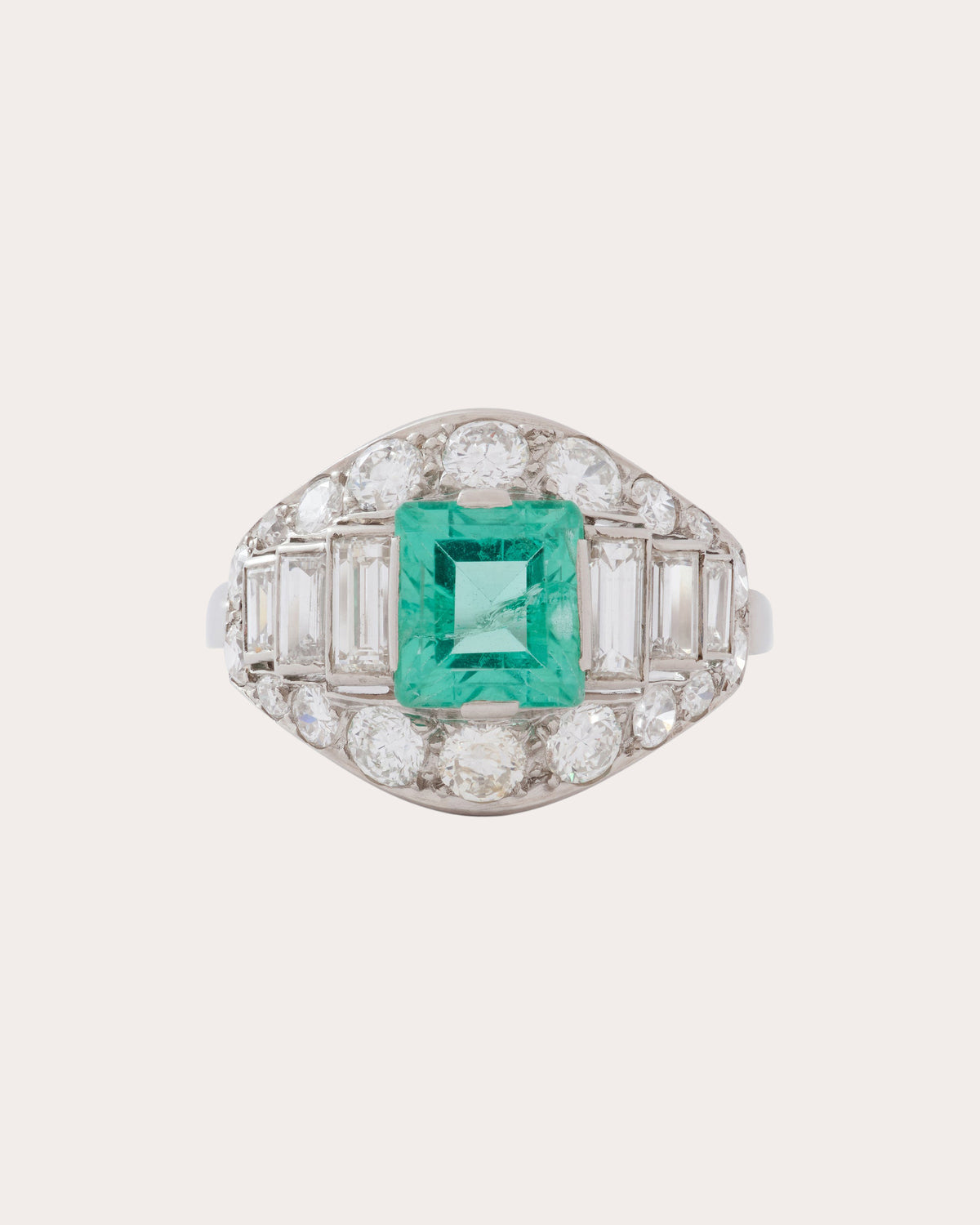 Antique French Emerald & Diamond Ring