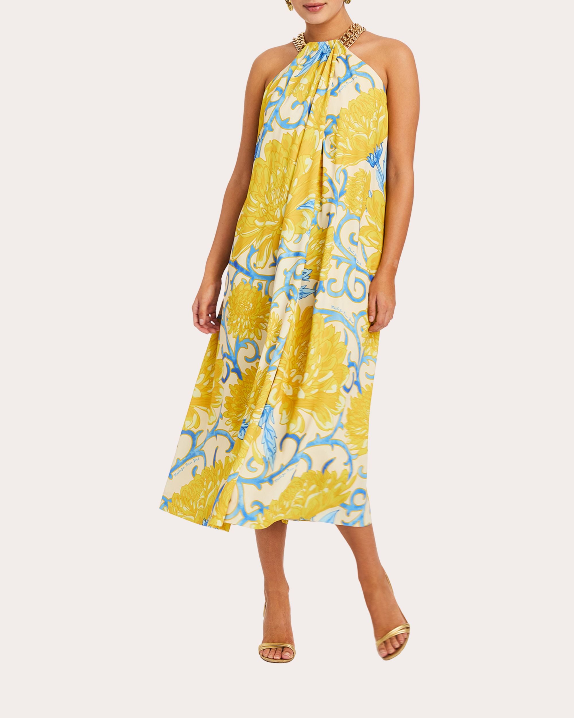 Bijou Embellished Floral Twill Midi Dress