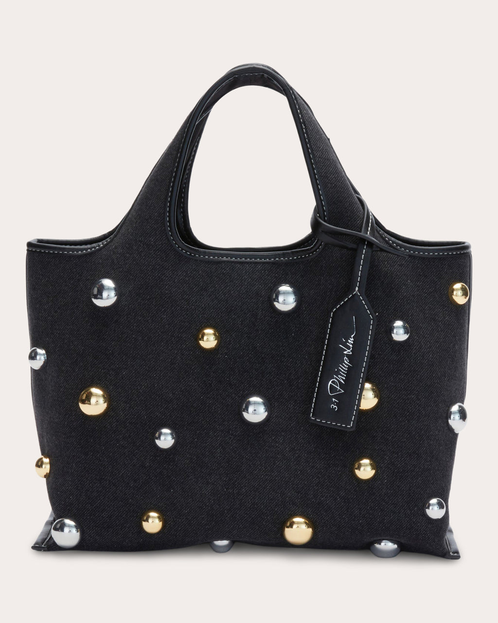 Studded Denim Mini Market Tote