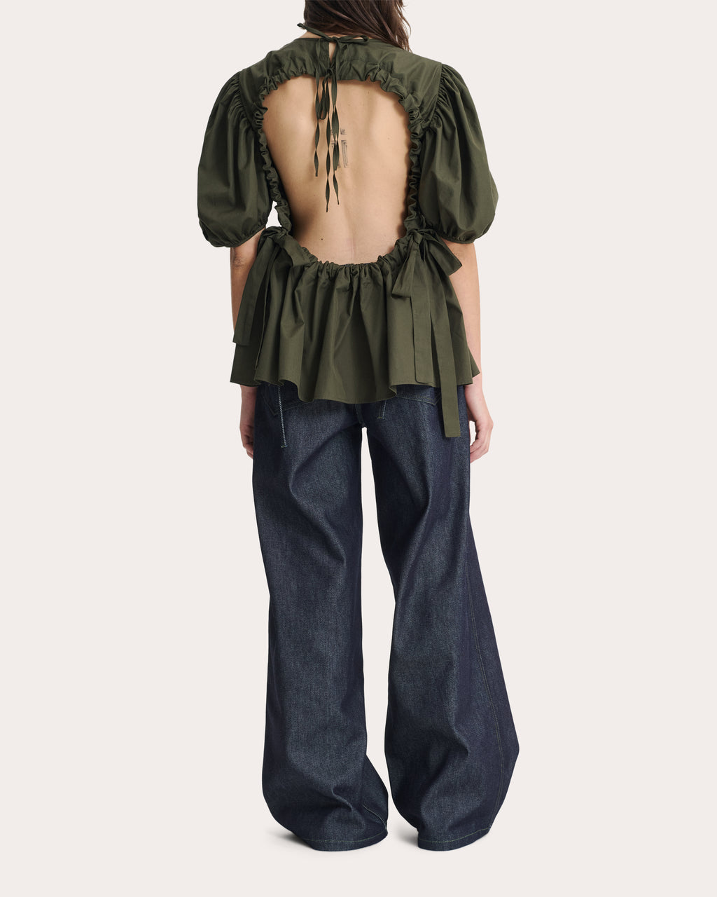 Anisha Cotton Puff-Sleeve Babydoll Top