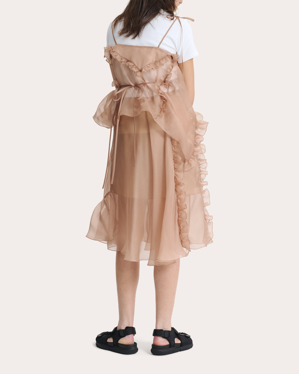 Alessandra Sheer Silk Organza Ruffled Peplum Top