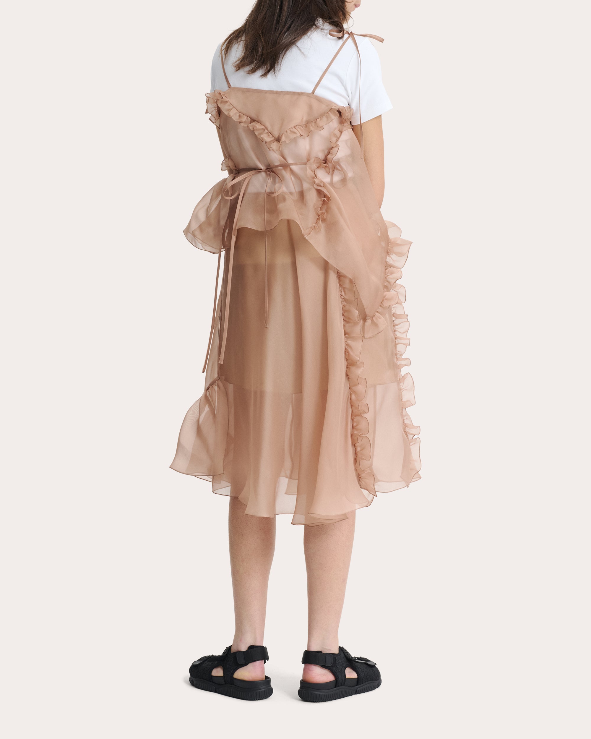 Alessandra Sheer Silk Organza Ruffled Peplum Top