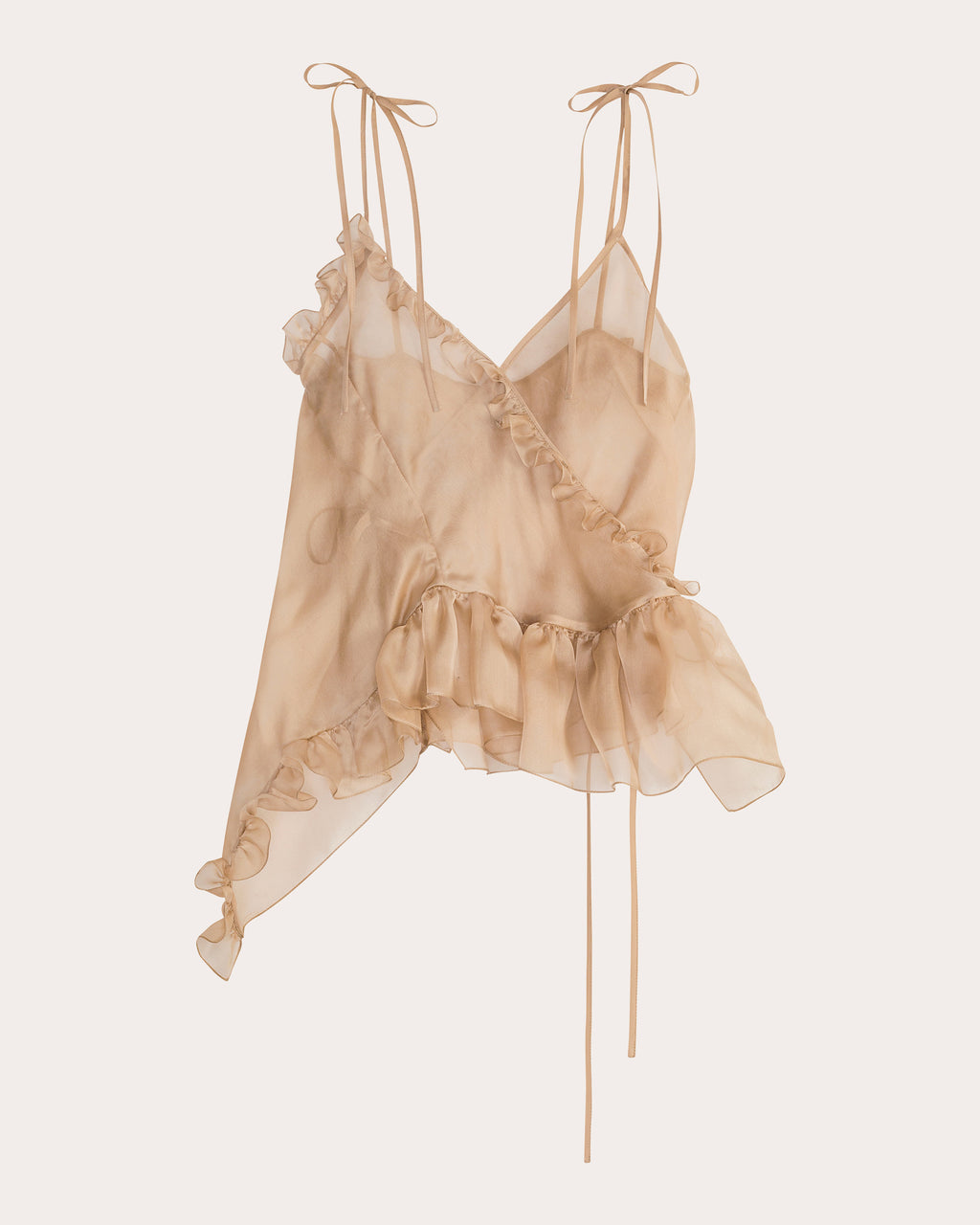 Alessandra Sheer Silk Organza Ruffled Peplum Top