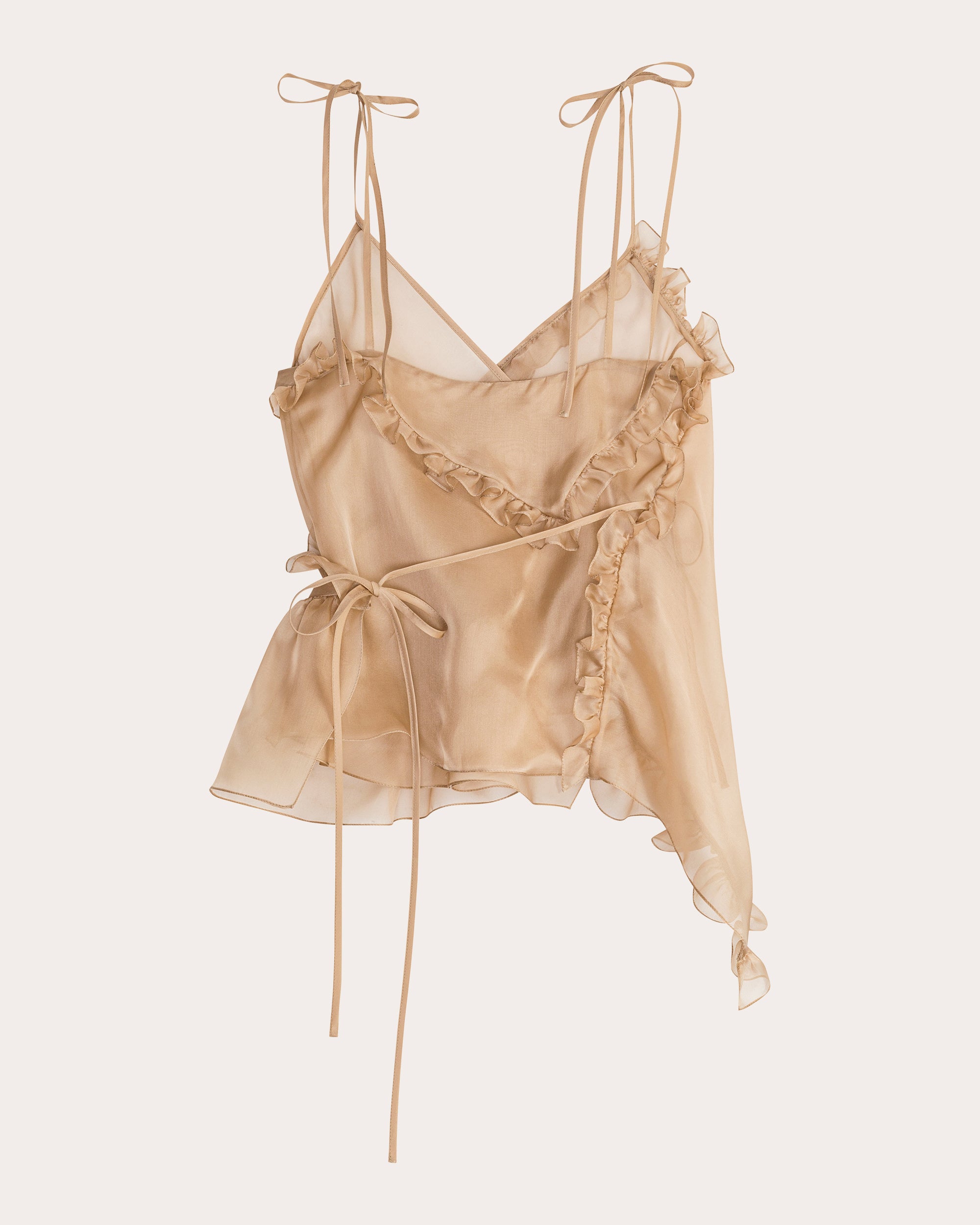 Alessandra Sheer Silk Organza Ruffled Peplum Top