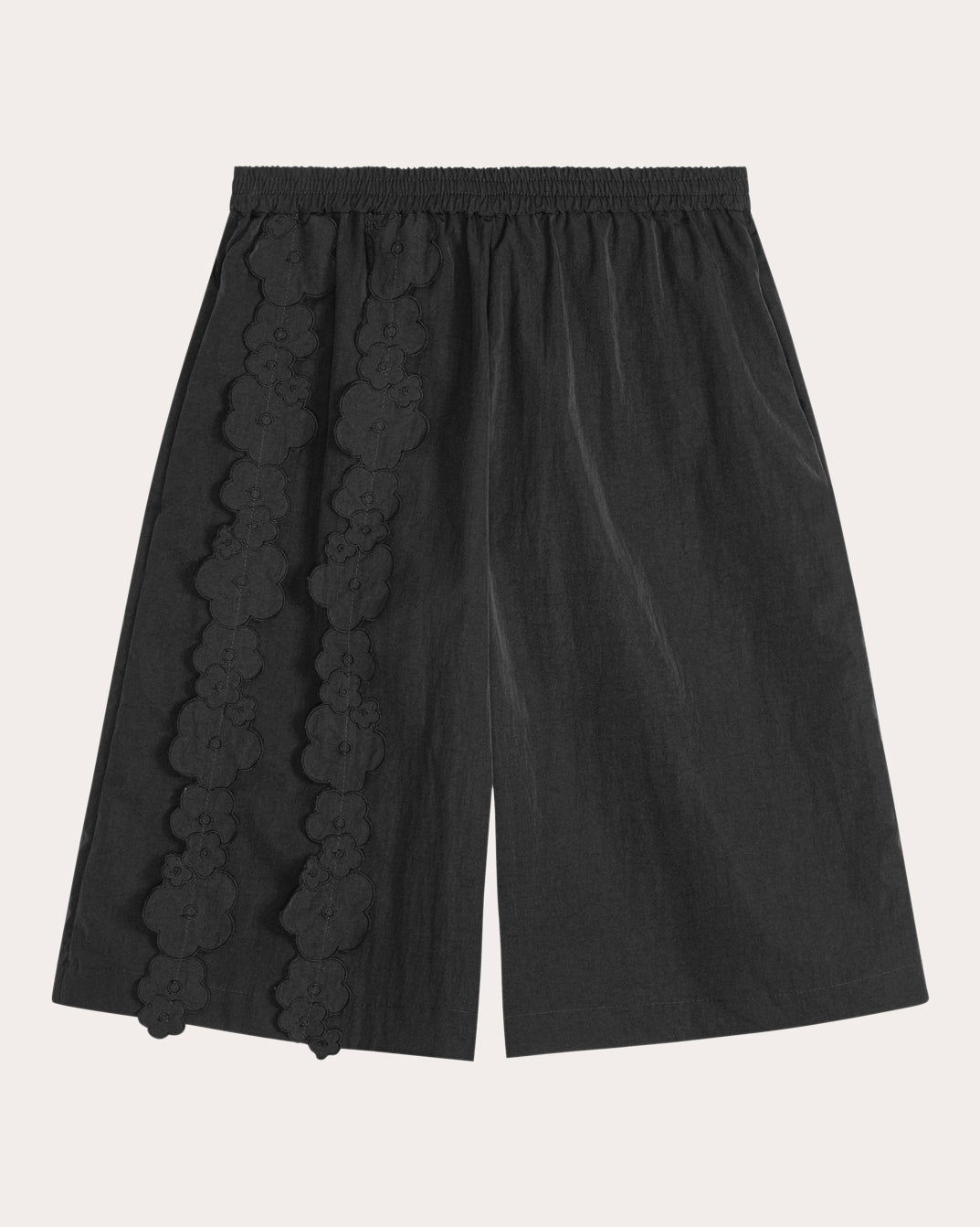 Angel Floral Appliqué Recycled Taffeta Longline Shorts