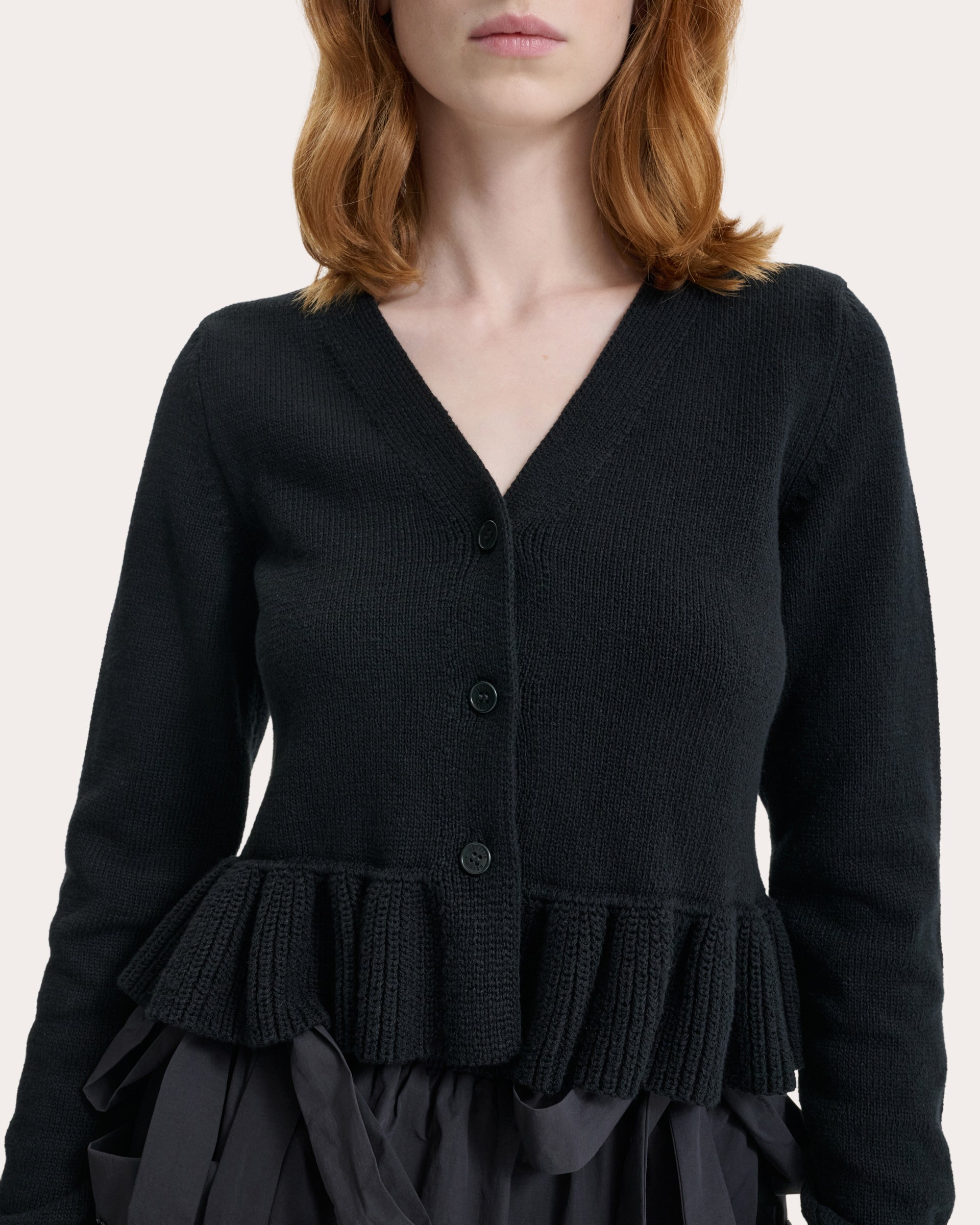 Prisca Knit Cotton Silk Peplum Cardigan | Olivela