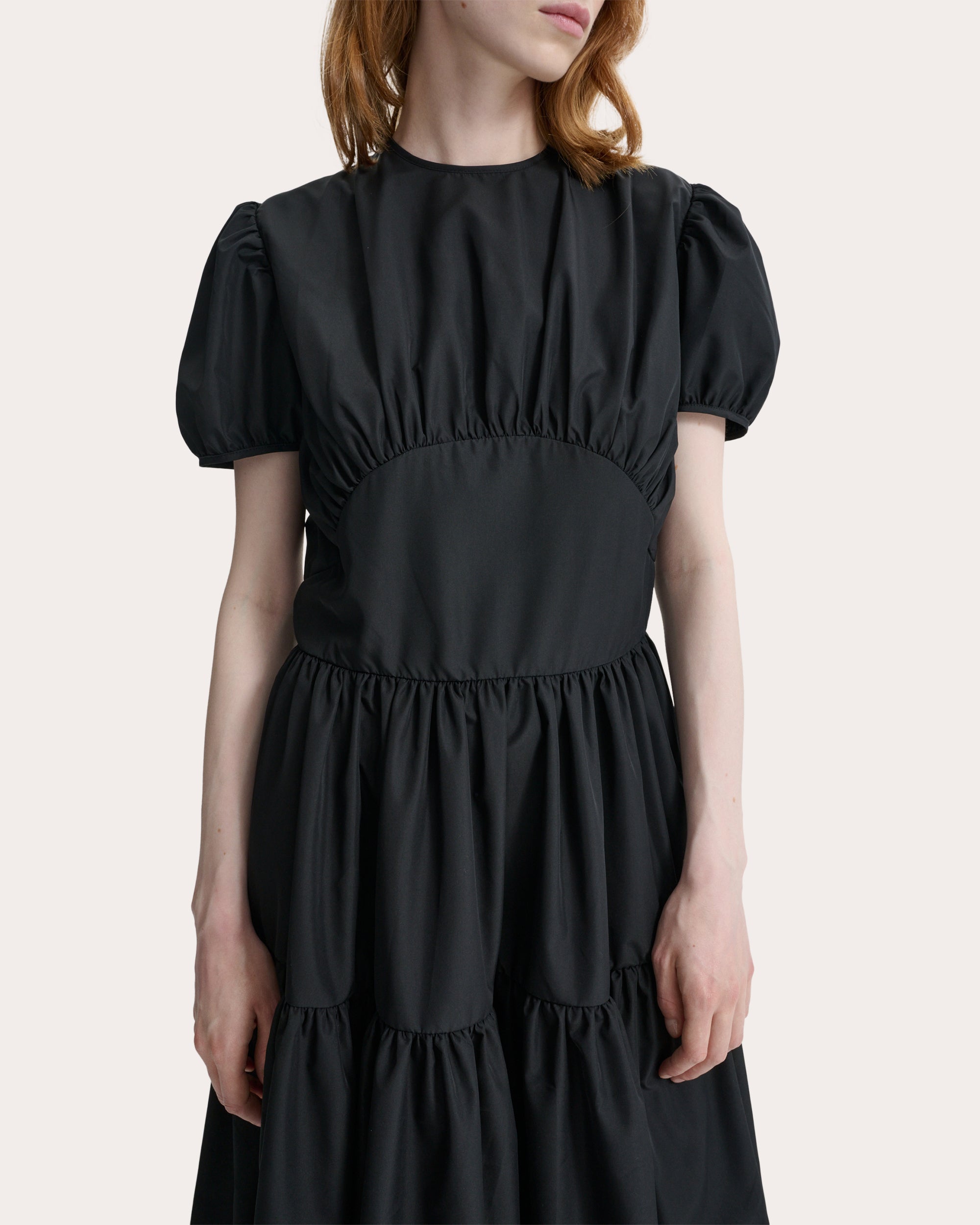 Cilia Recycled Faille Gathered Midi Dress