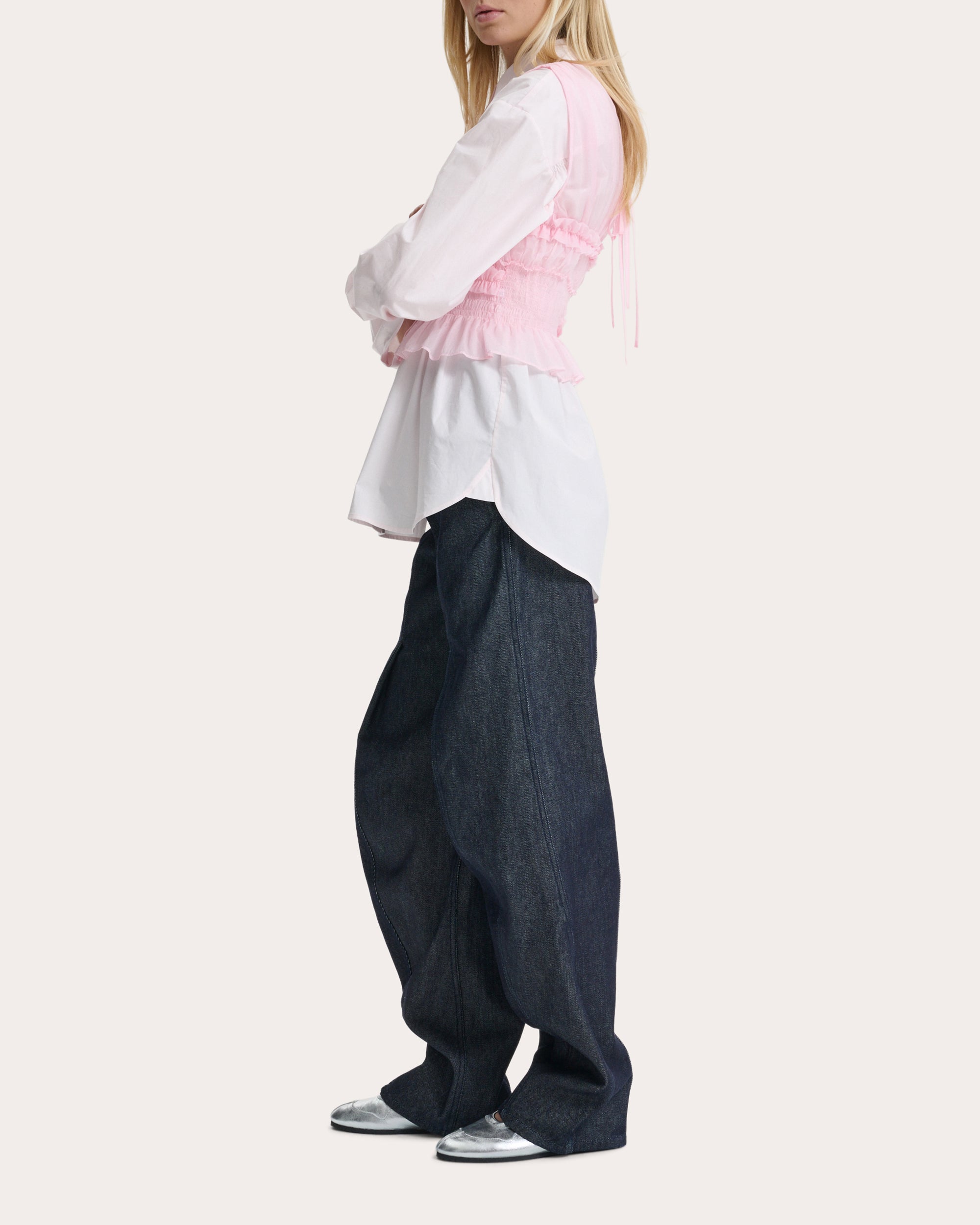 Uphi Sheer Ripstop Shirred Top