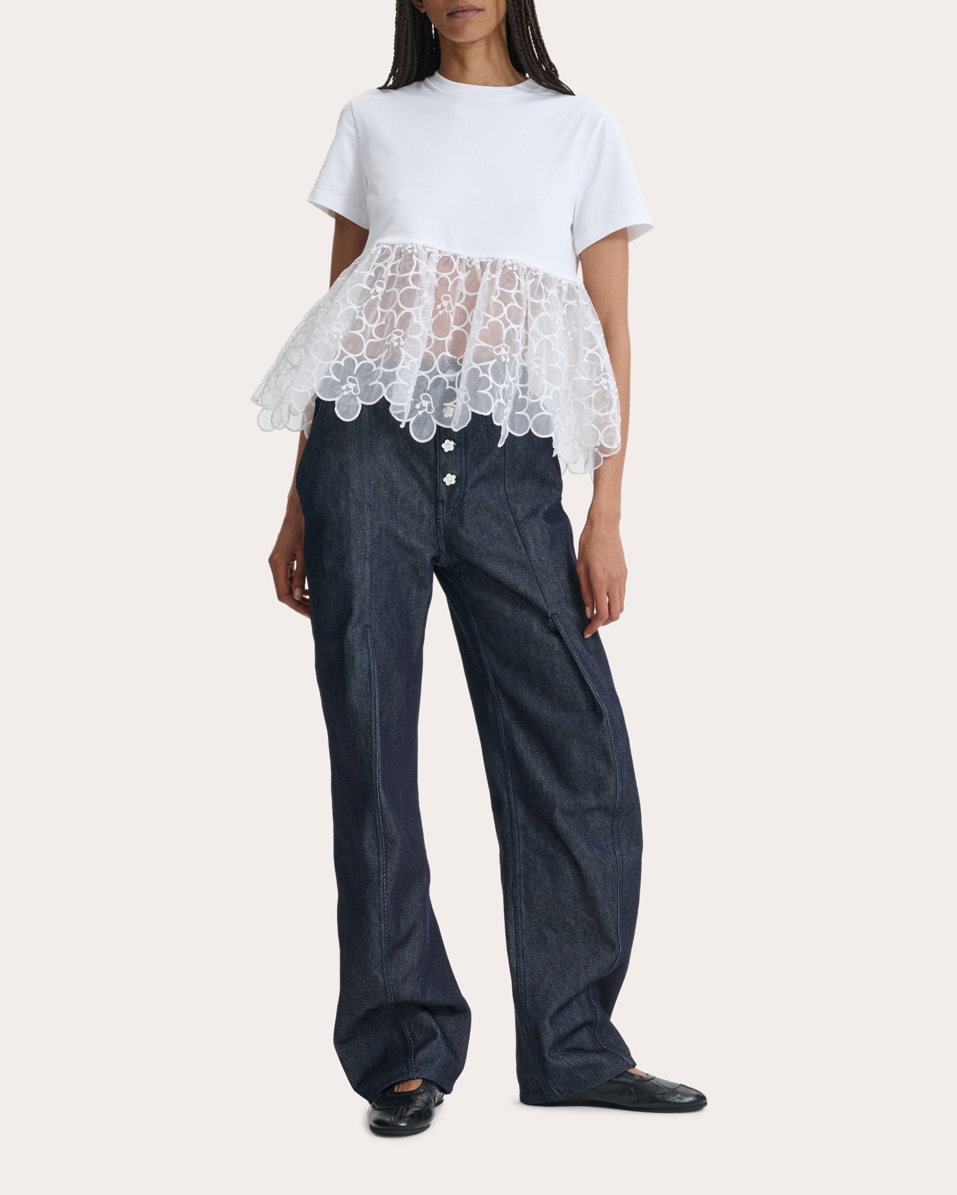 Connie Jersey Myrtia Combo Peplum T-Shirt