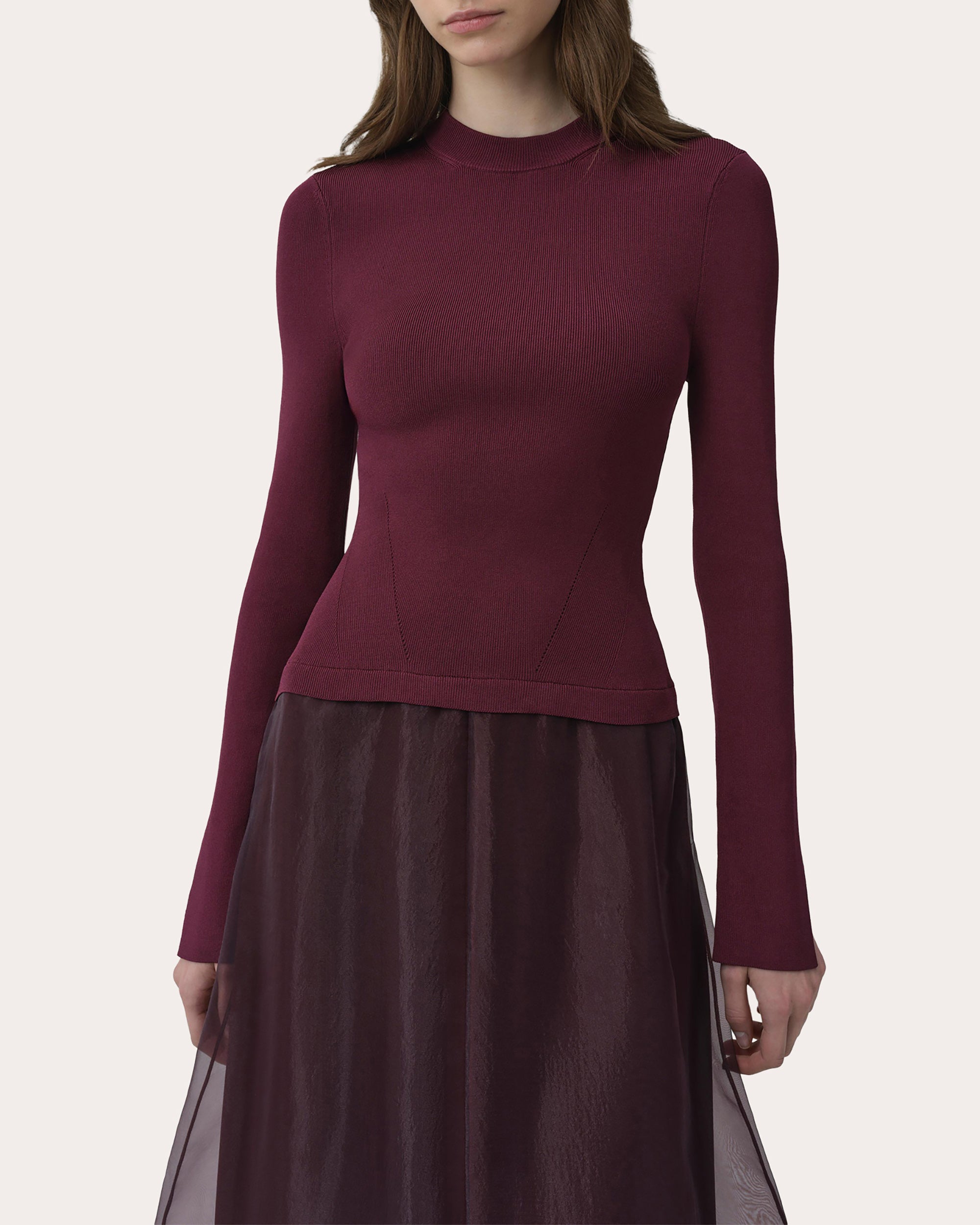 Maril Knit Organza Combo Midi Dress