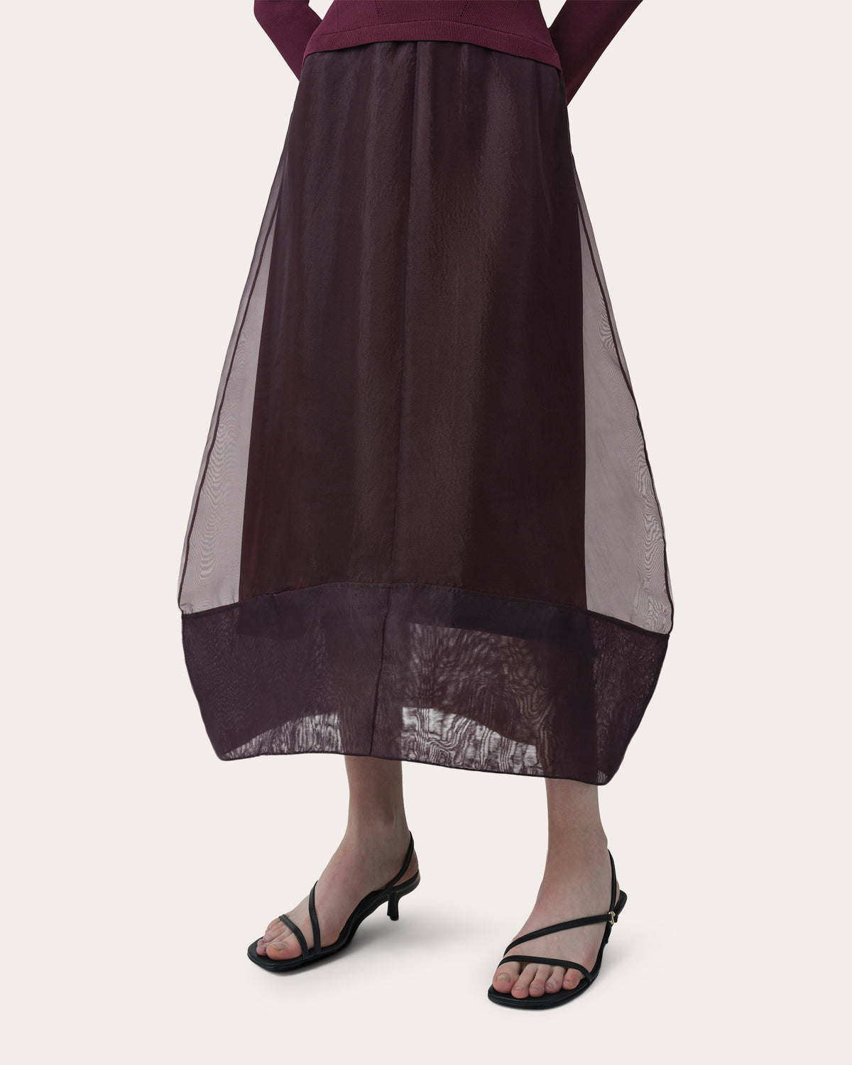 Maril Knit Organza Combo Midi Dress