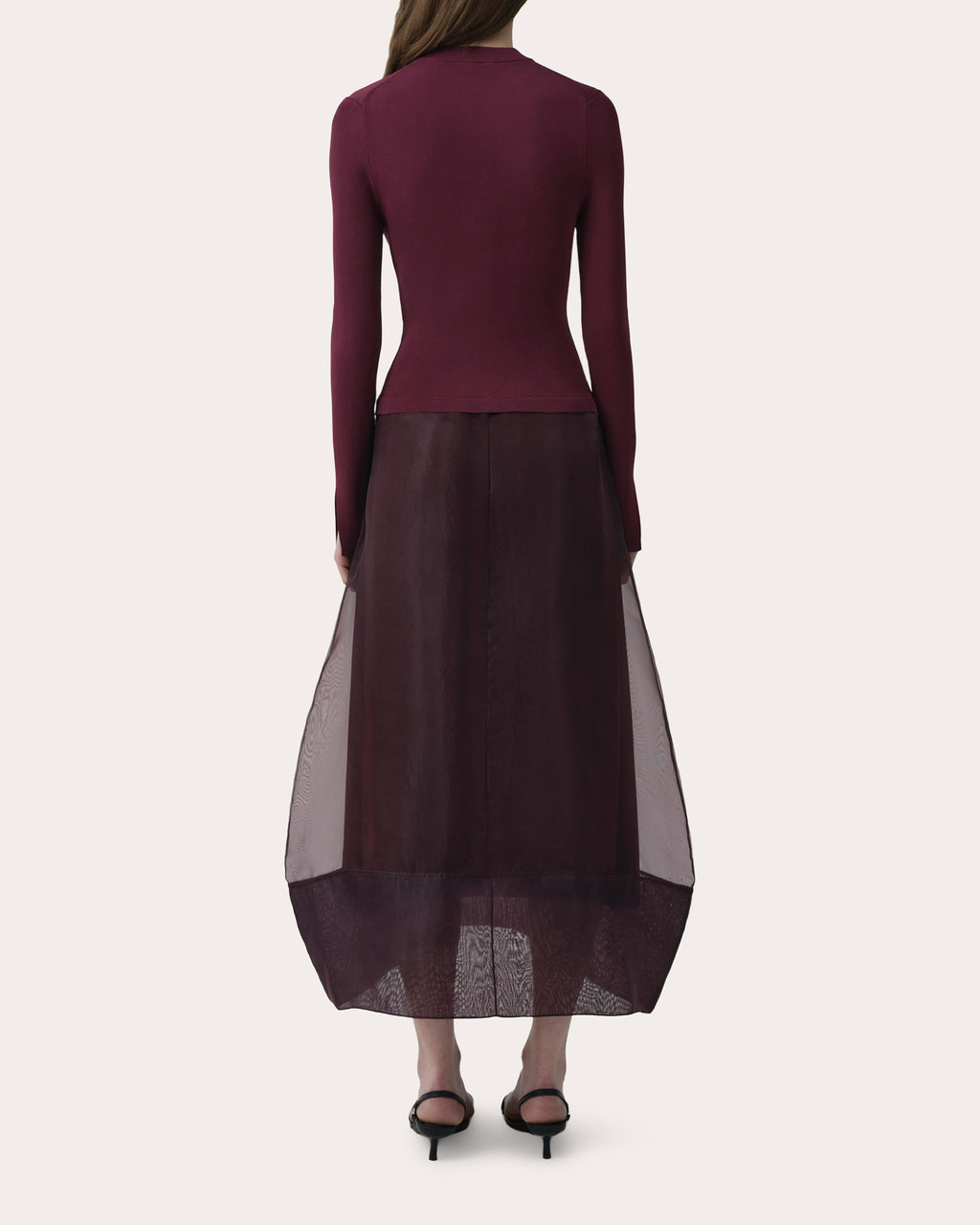 Maril Knit Organza Combo Midi Dress