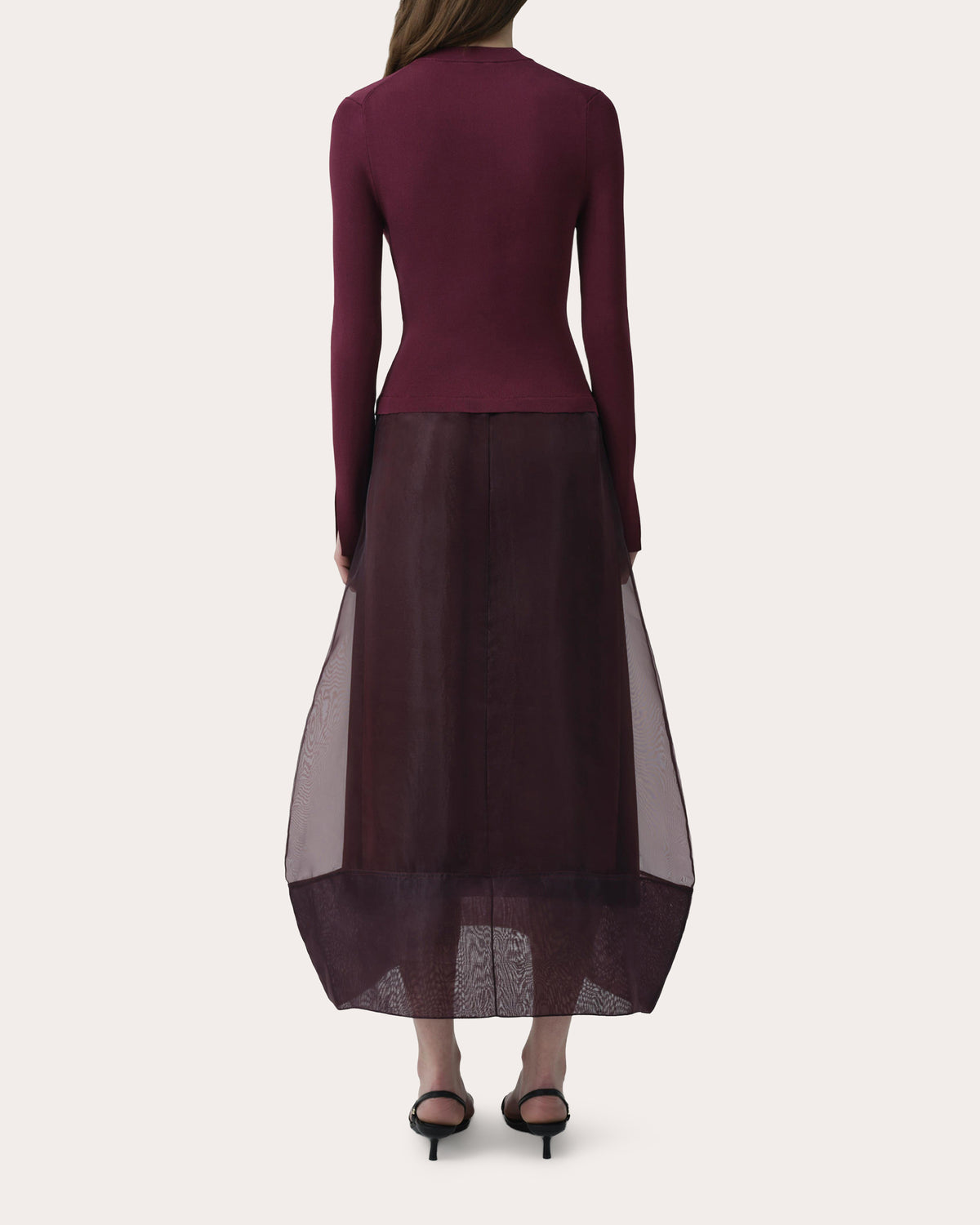 Maril Knit Organza Combo Midi Dress