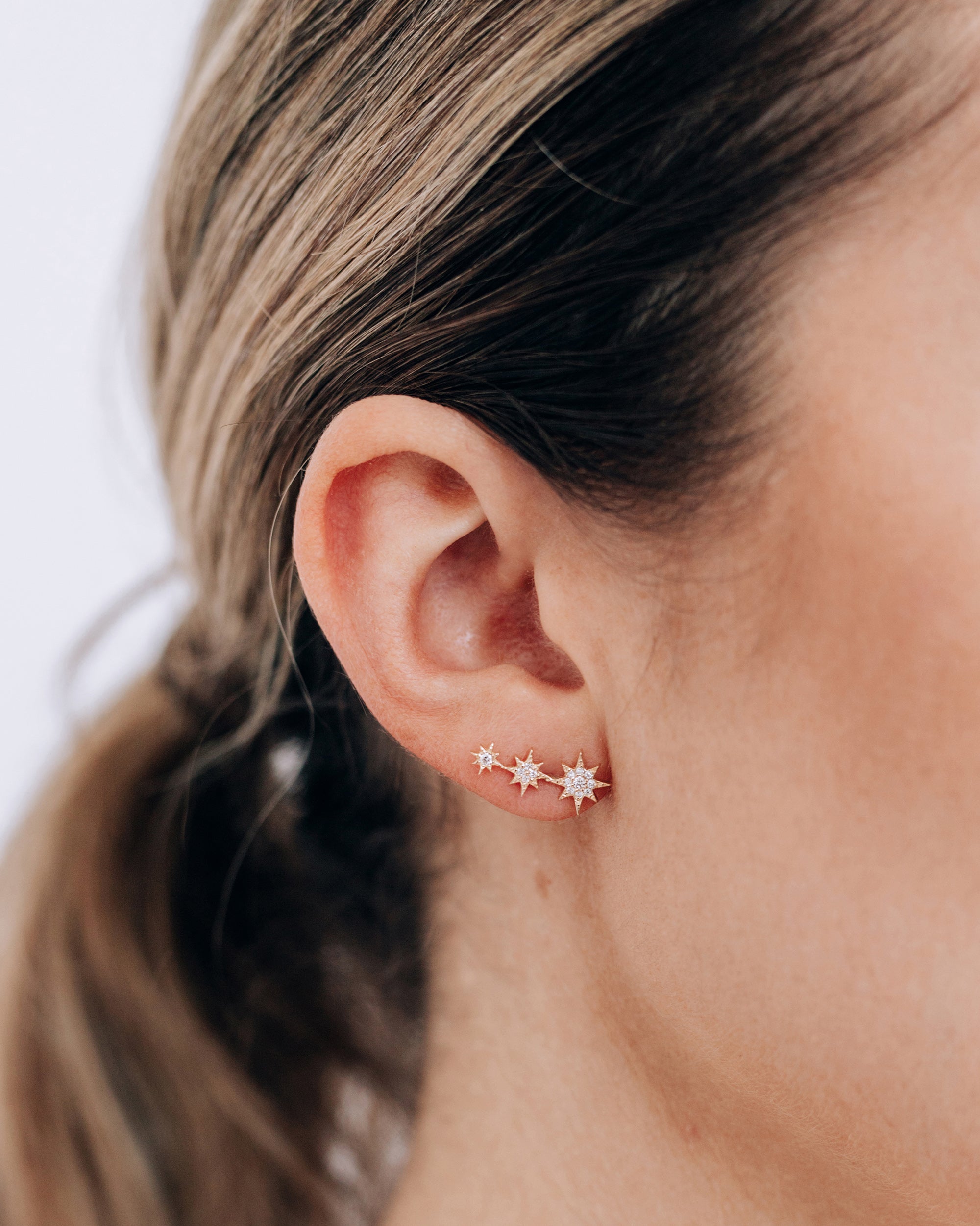 Diamond Aztec Michelle North Star Trio Stud Earrings