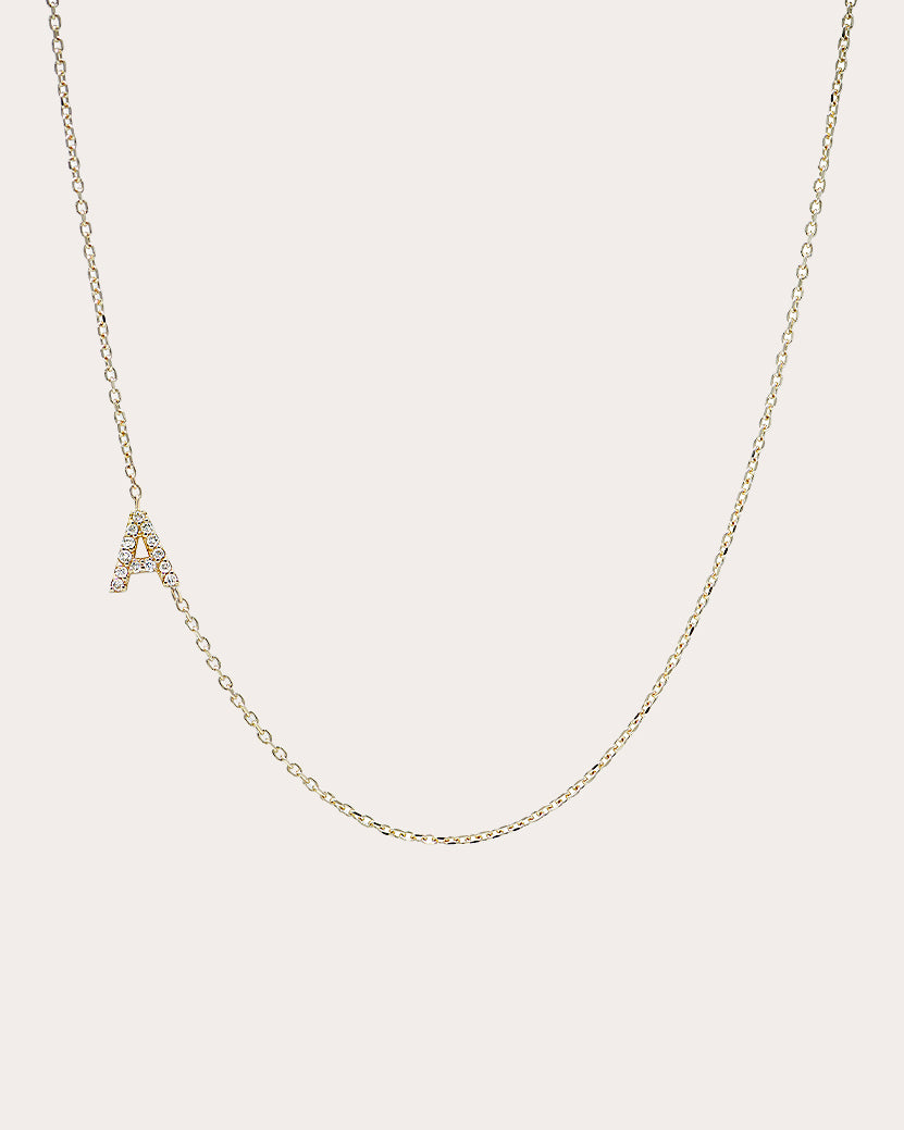 Diamond Love Letter A Pavé Necklace