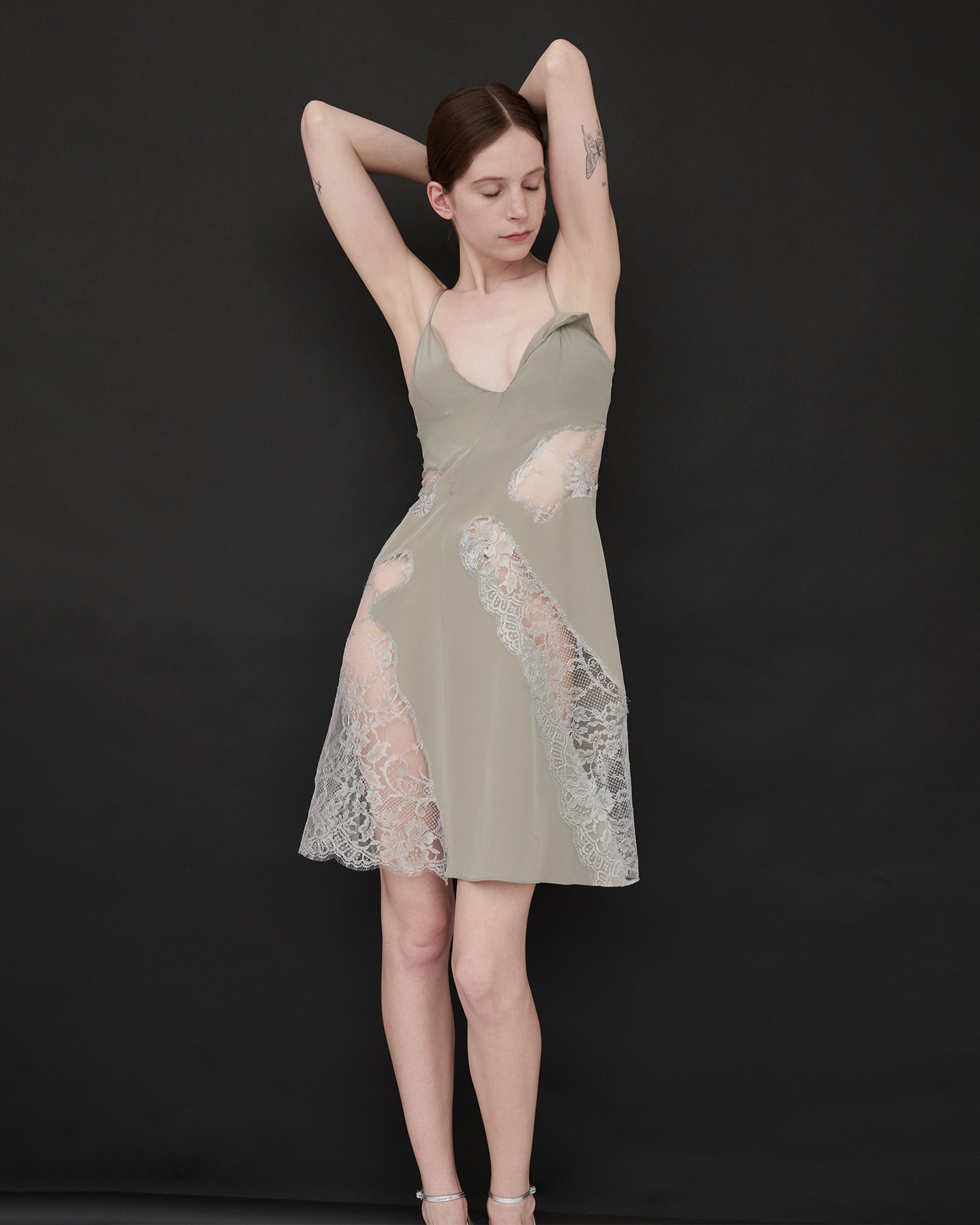 Jasmine Silk Lace Mini Slip Dress