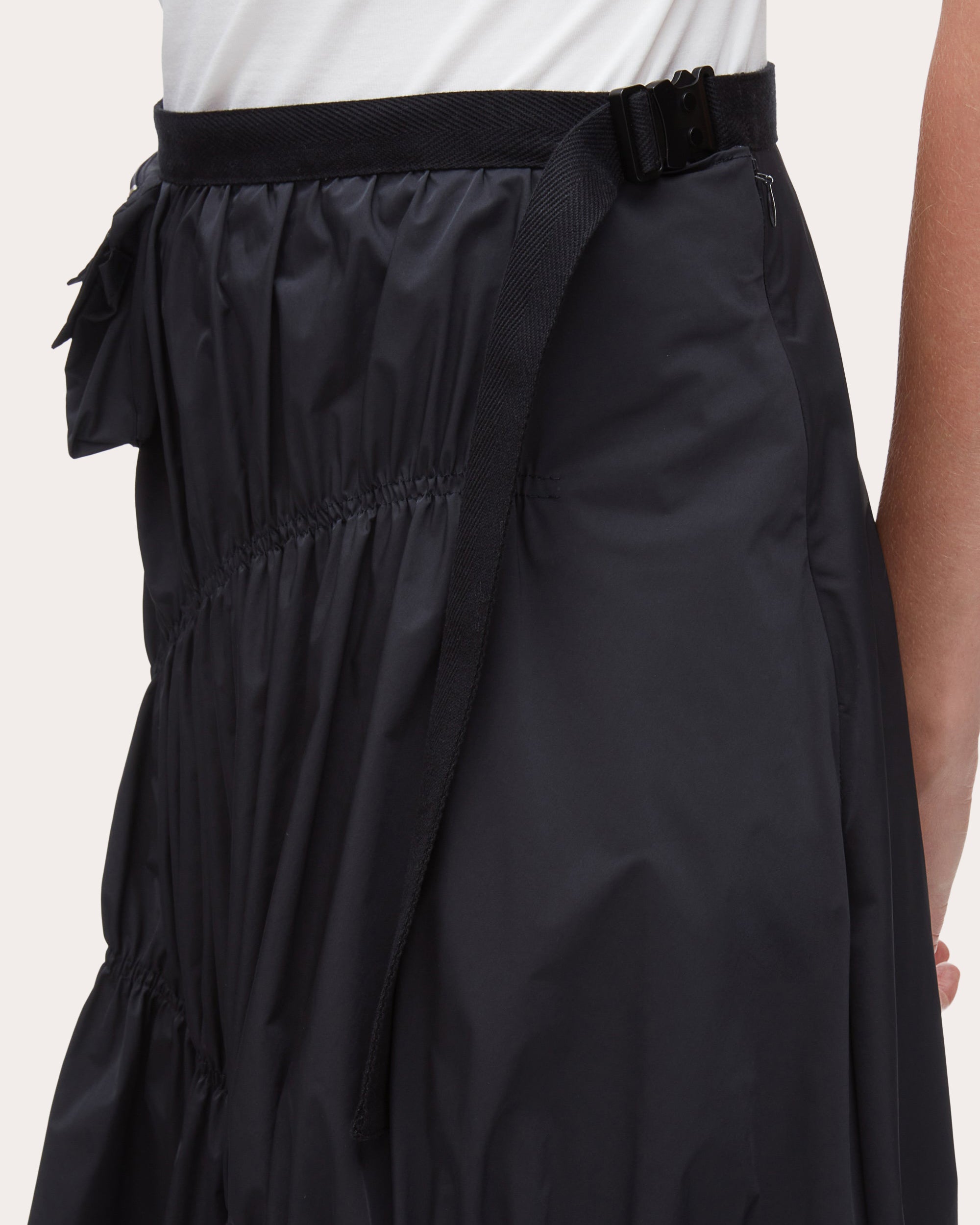 Ripstop Shirred Asymmetric Skirt