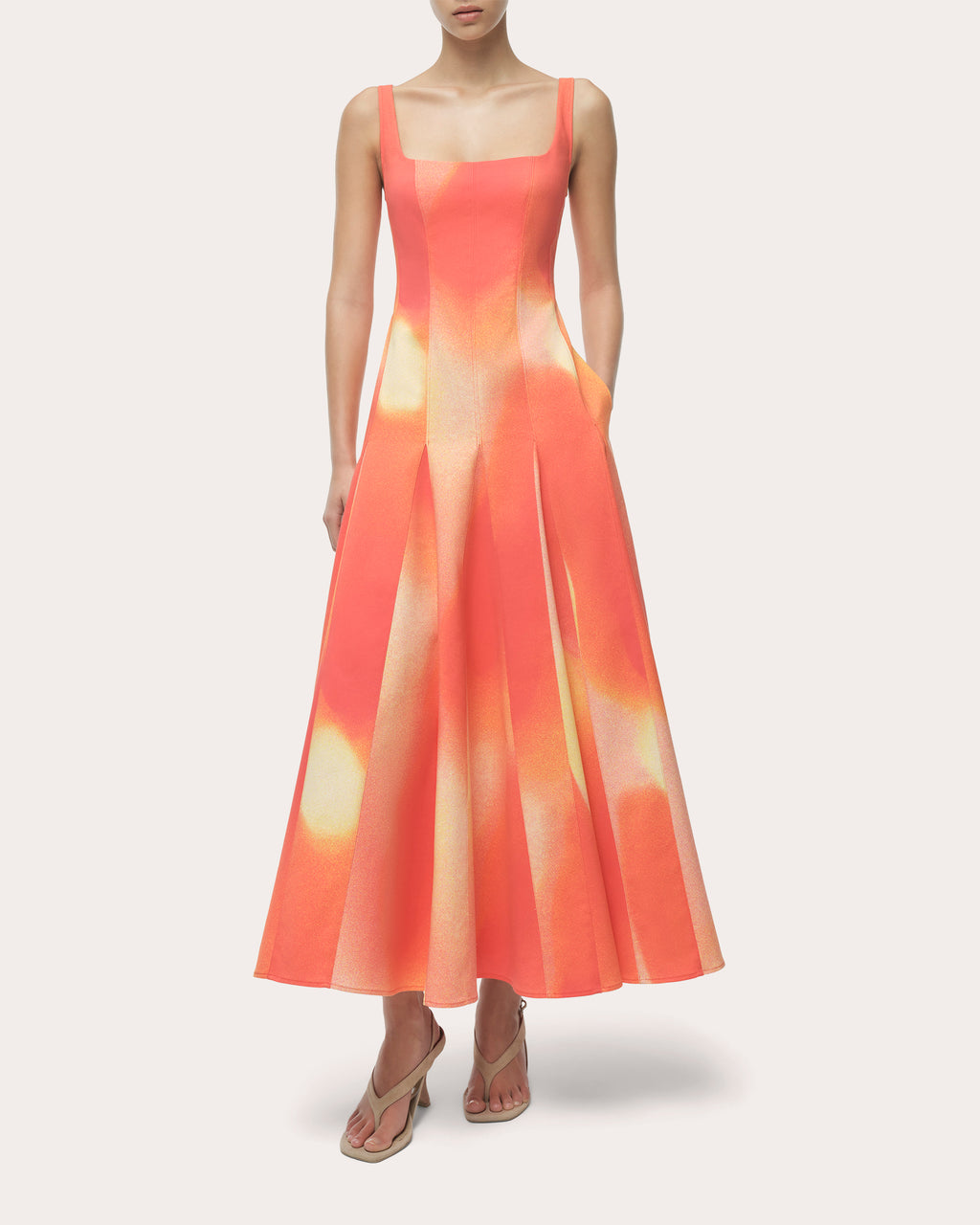 Lara Abstract Pleated Fit & Flare Midi Dress