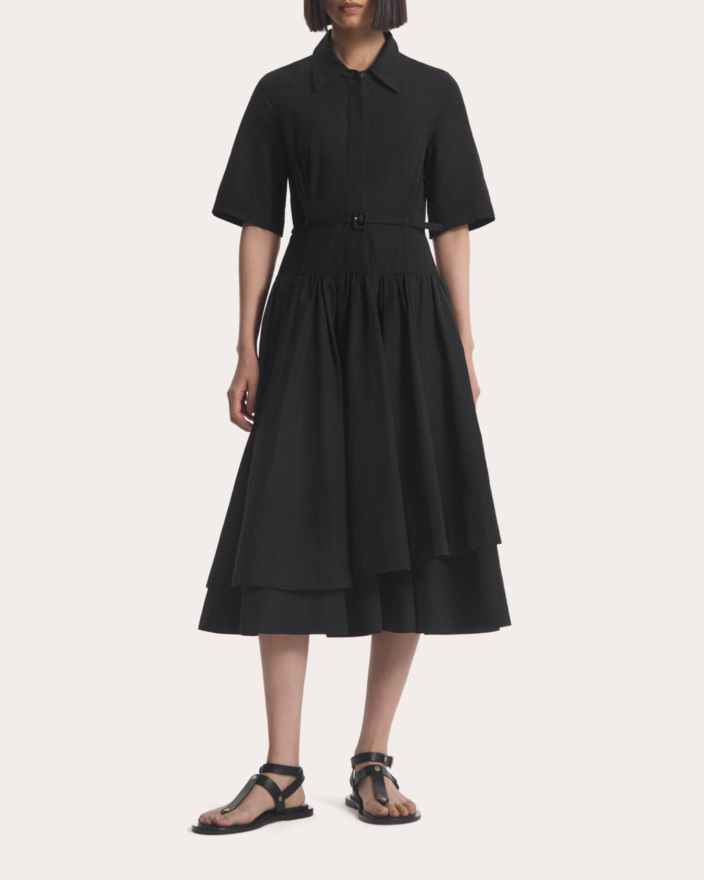 Cotton Poplin Belted Shirt Dress