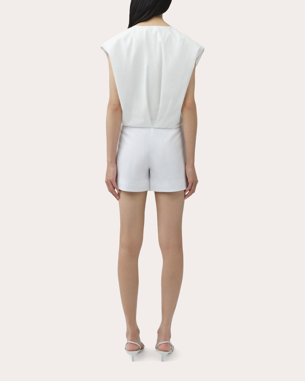 Wrenli Pleated Cotton Poplin Crop Top