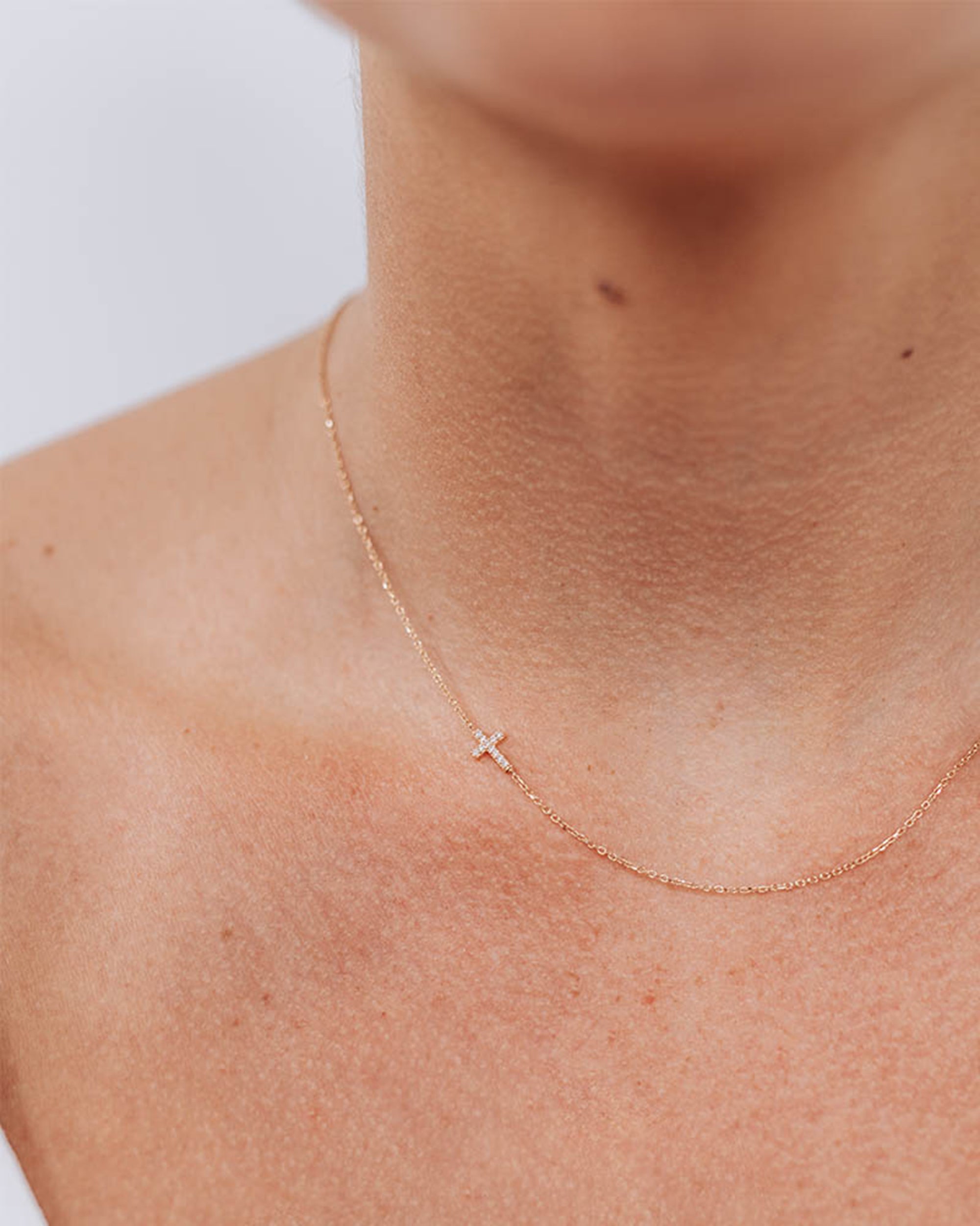 Diamond Pavé Love Letter Cross Necklace