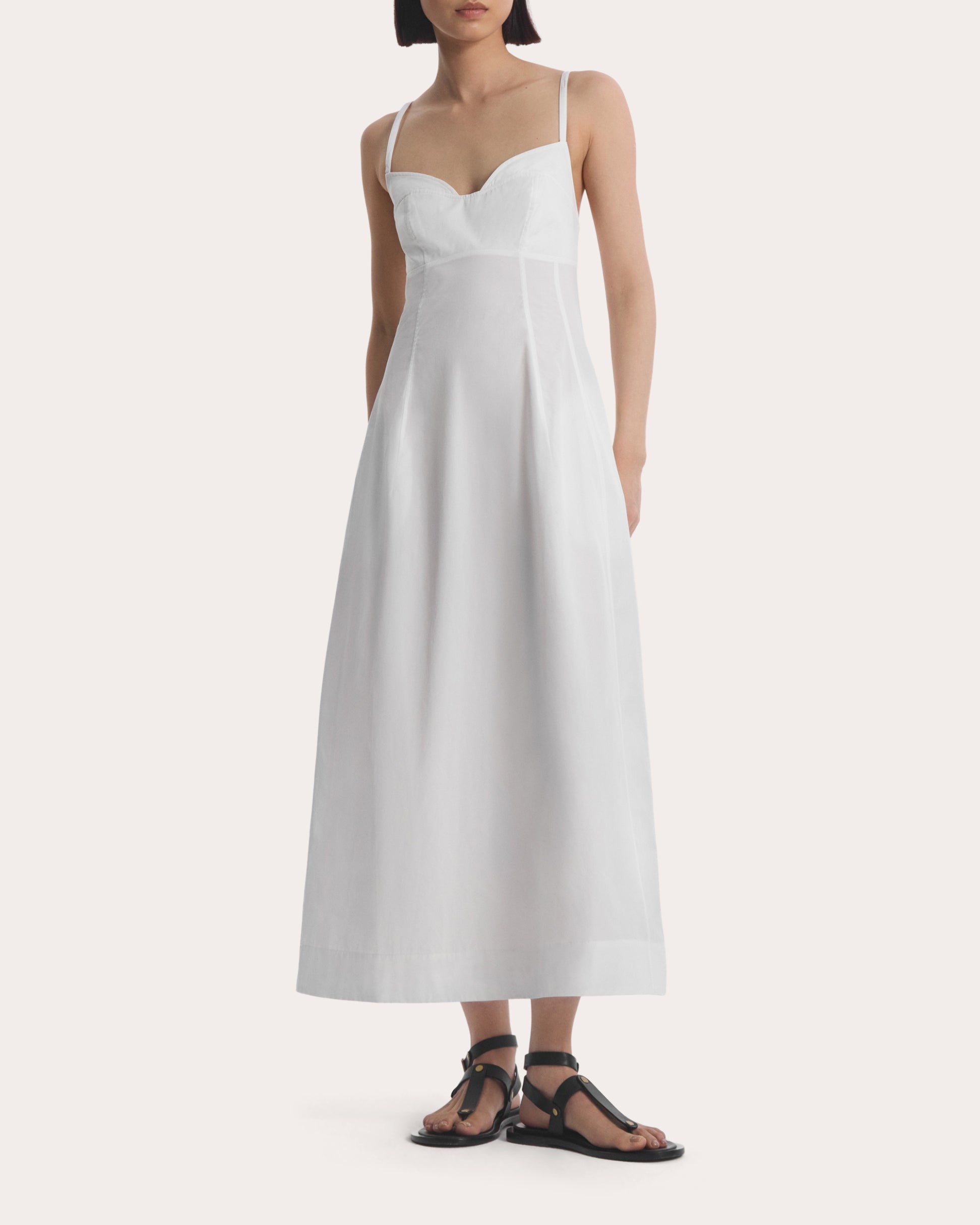 Cotton Poplin Bustier Midi Dress